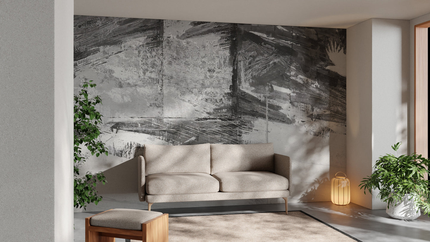 Artistic grunge fusion wallpaper for creative wall decor.
