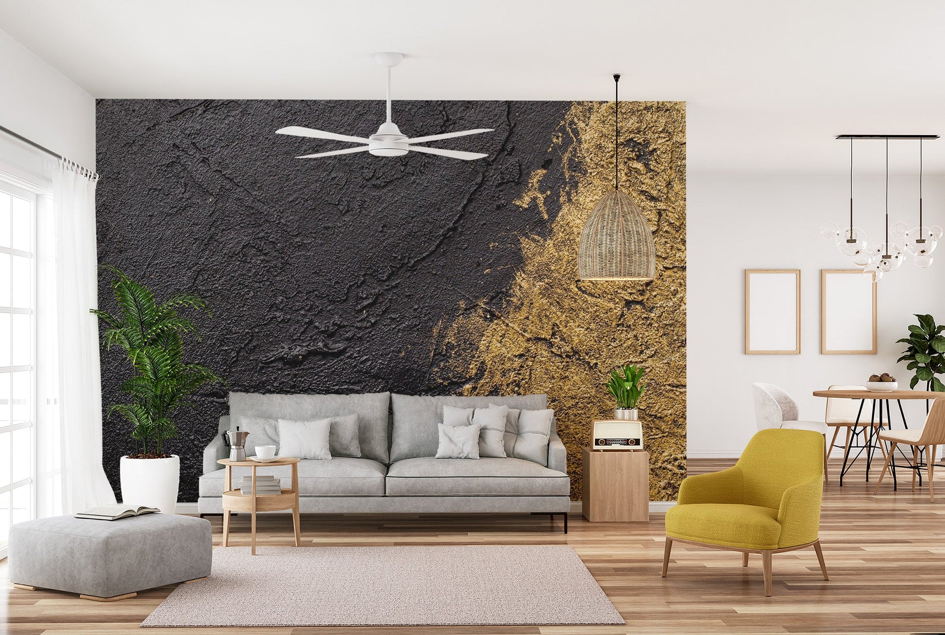 Dual Tone Gold Wallpaper Mural with texture