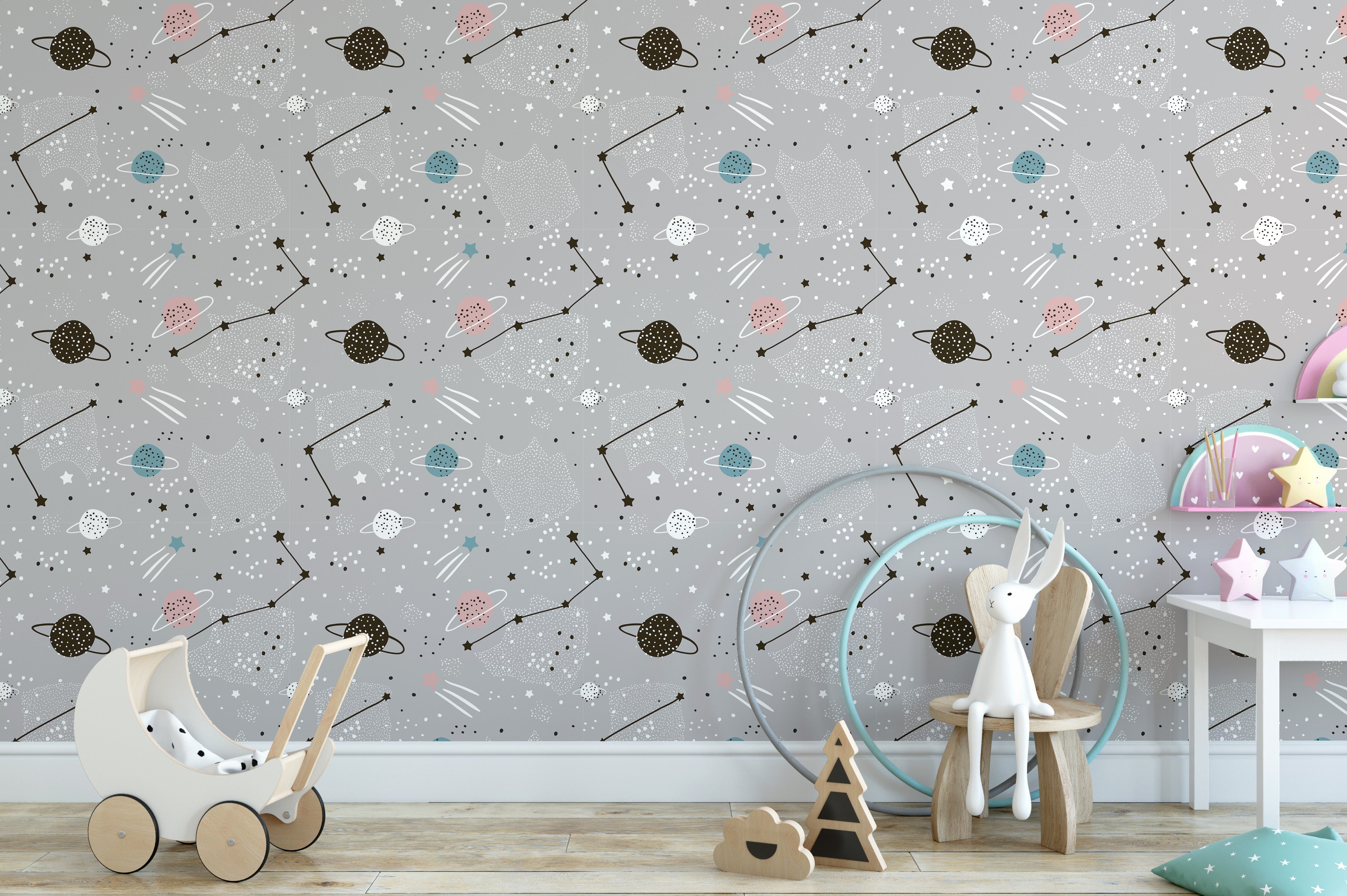 Fun cosmic wallpaper mural for exploration
