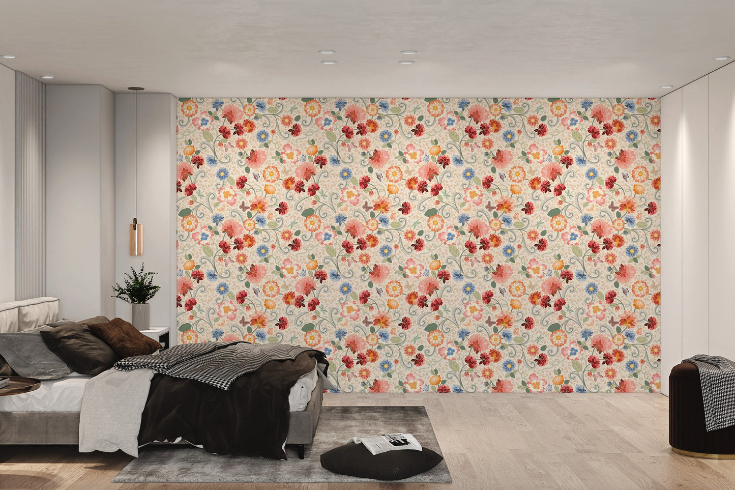 Floral mosaic wallpaper for artistic decor