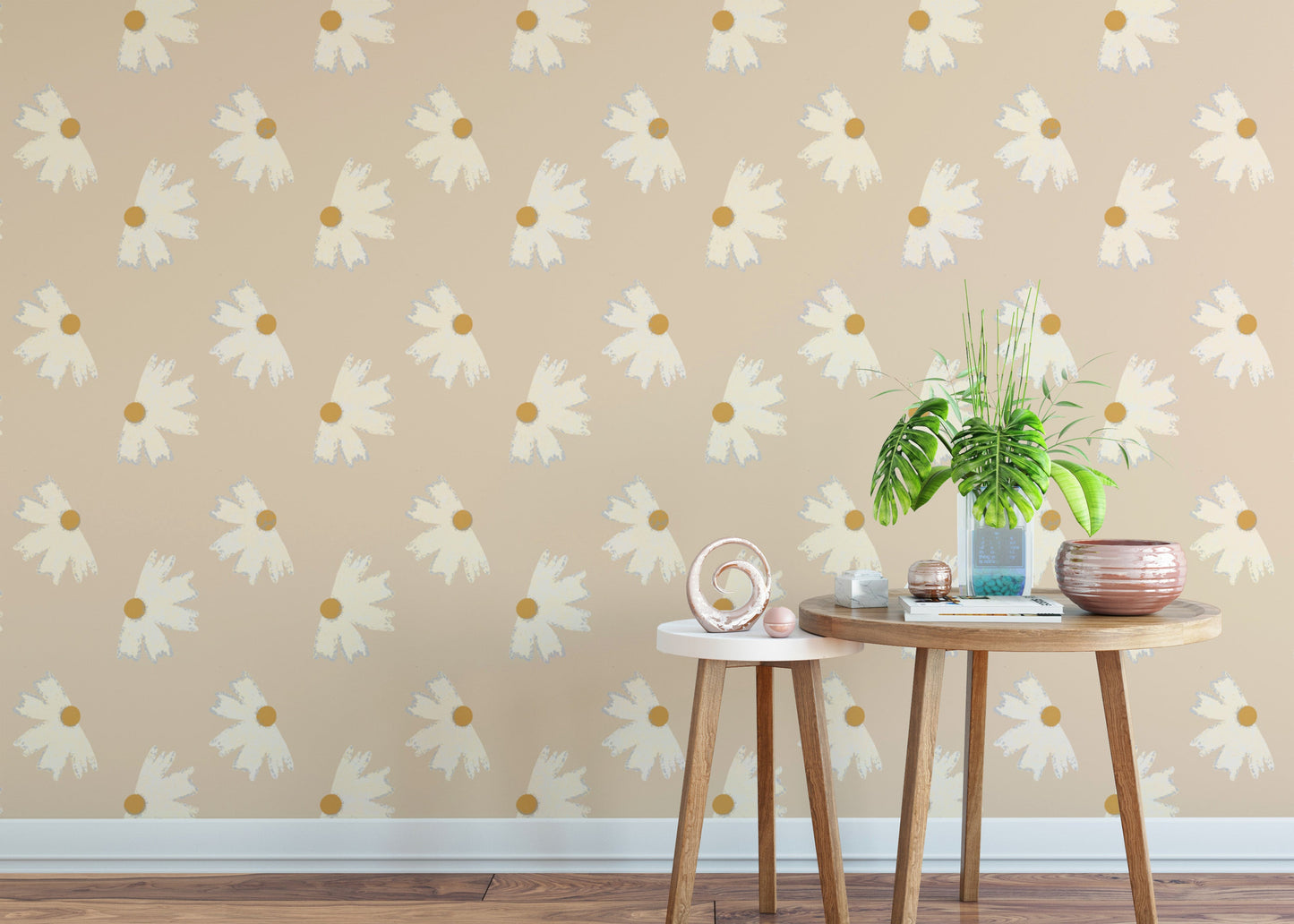 Elegant Marigold Pearl Flower Wallpaper design
