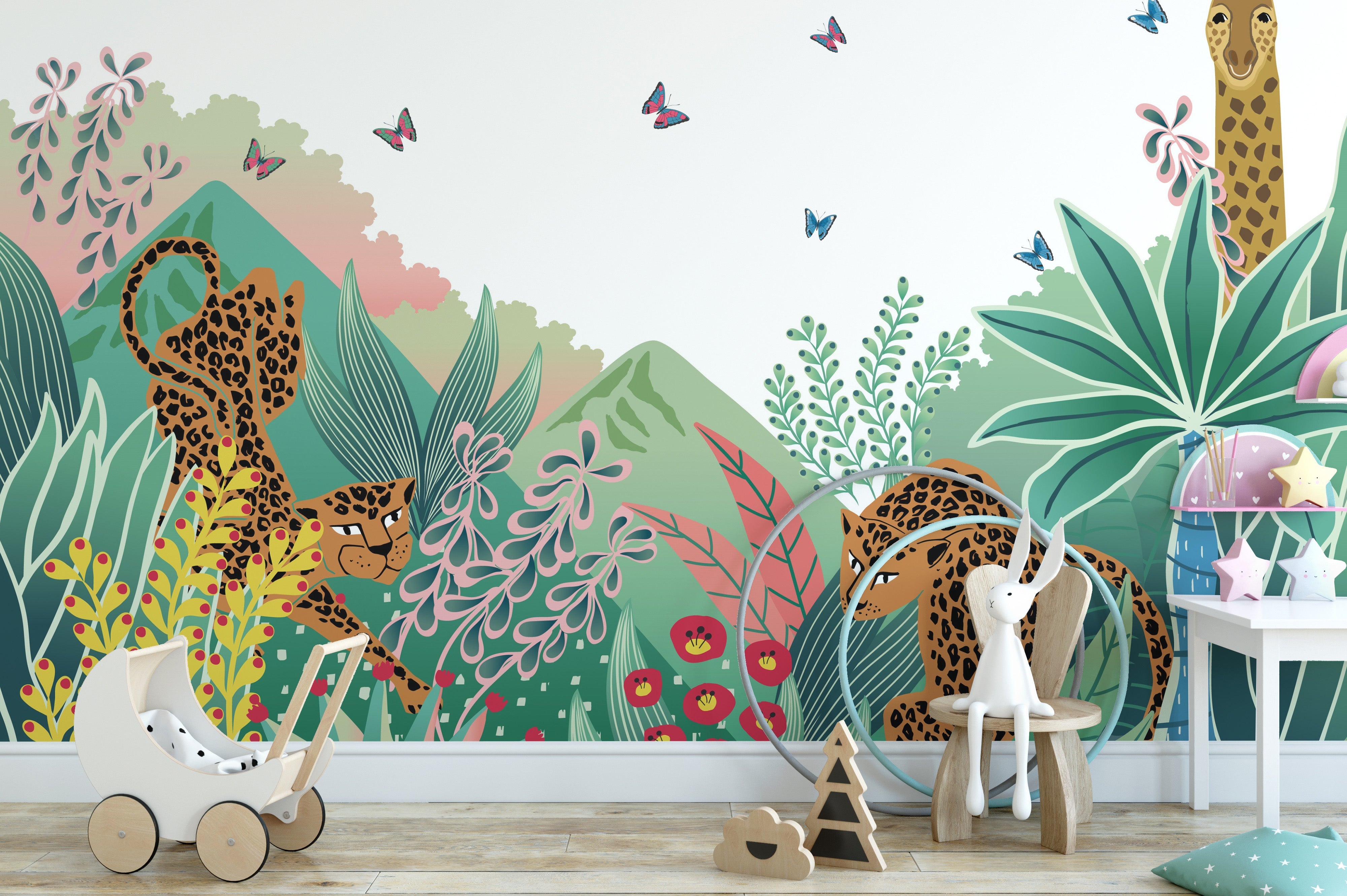 Leopard and Giraffe Kids Wallpaper Murals - Giffywalls