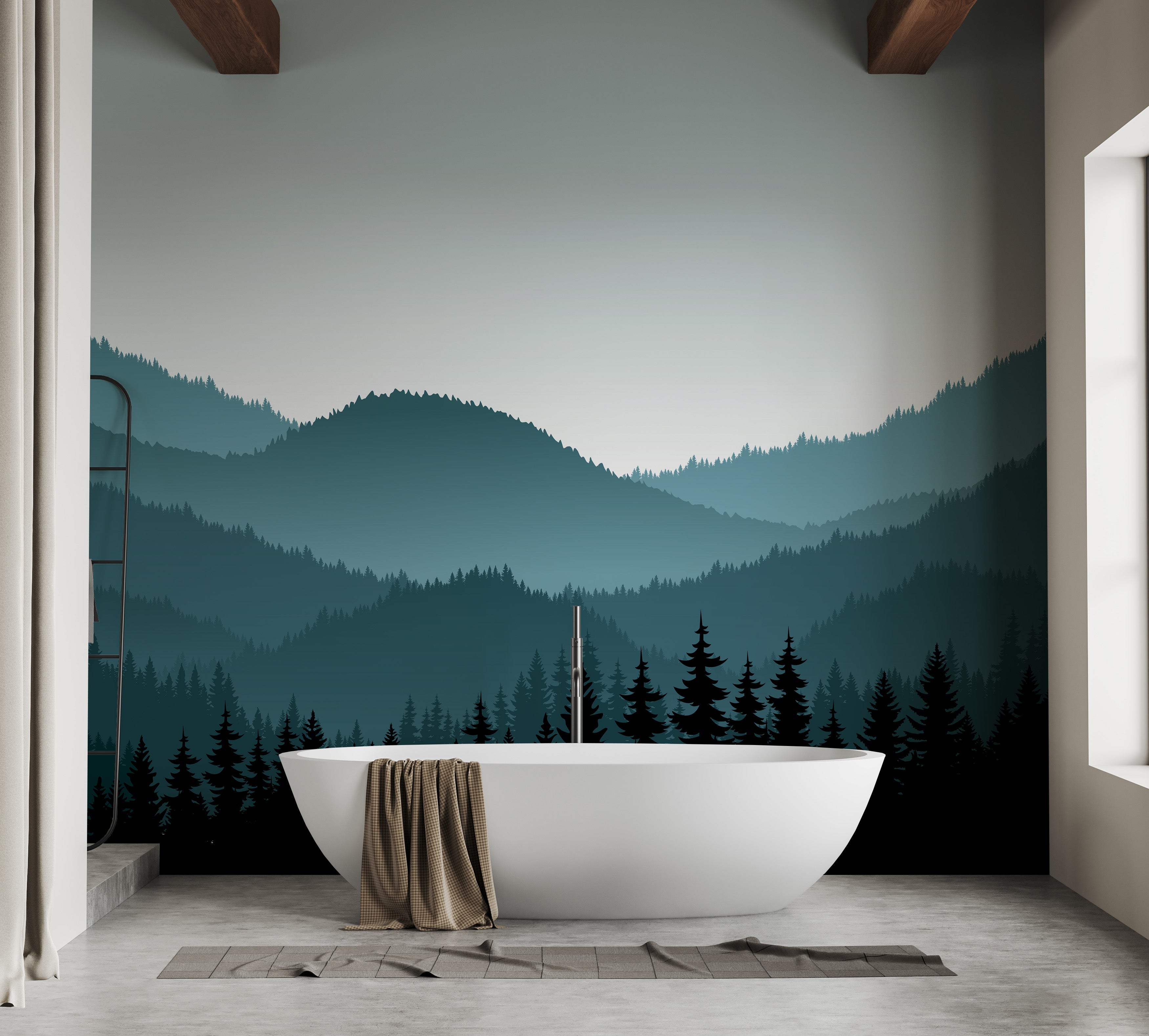 Dark Foggy Mountains Wallpaper Murals - Giffywalls