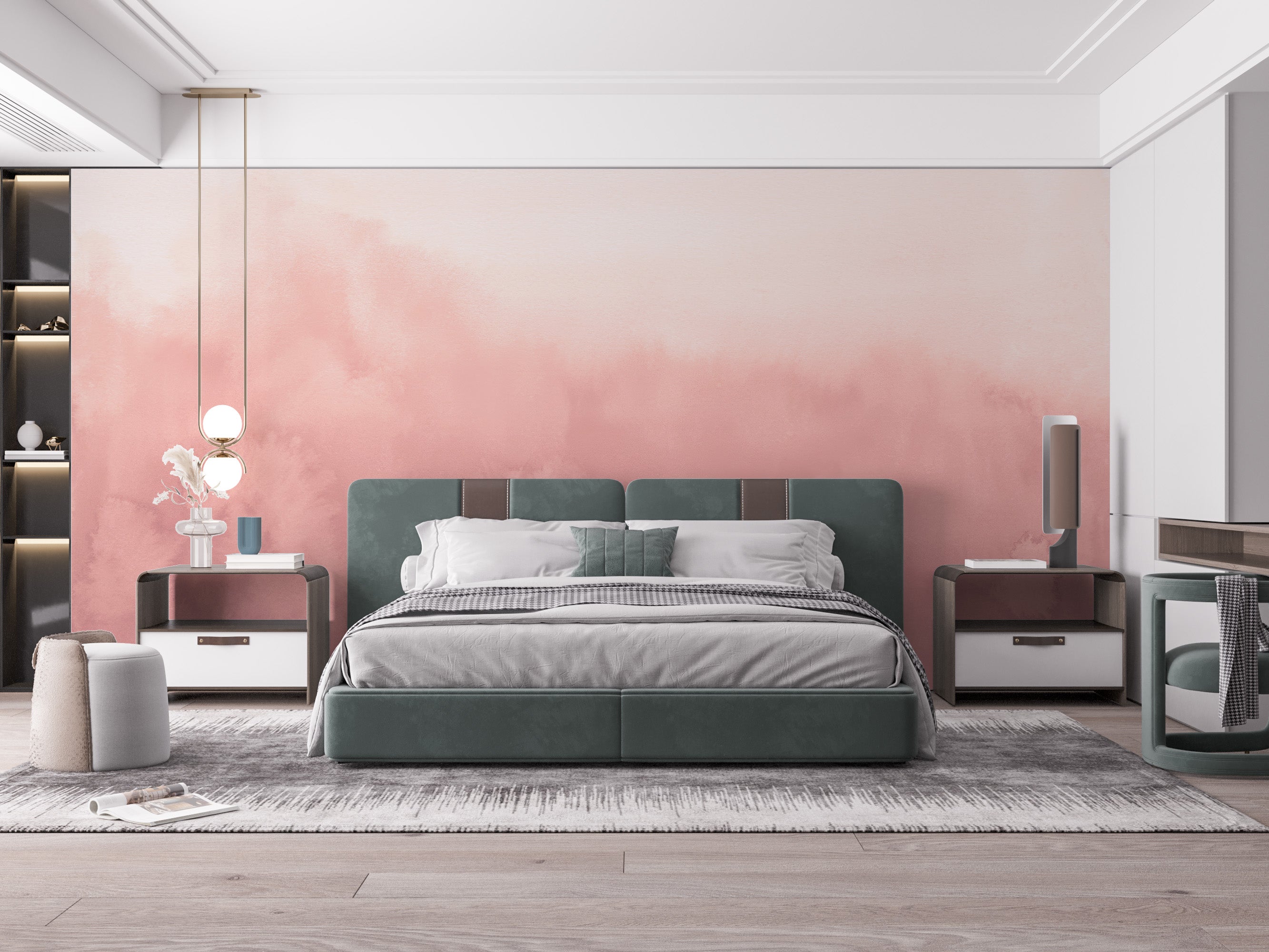 Pink Watercolour Ombre Wallpaper Mural - Giffywalls