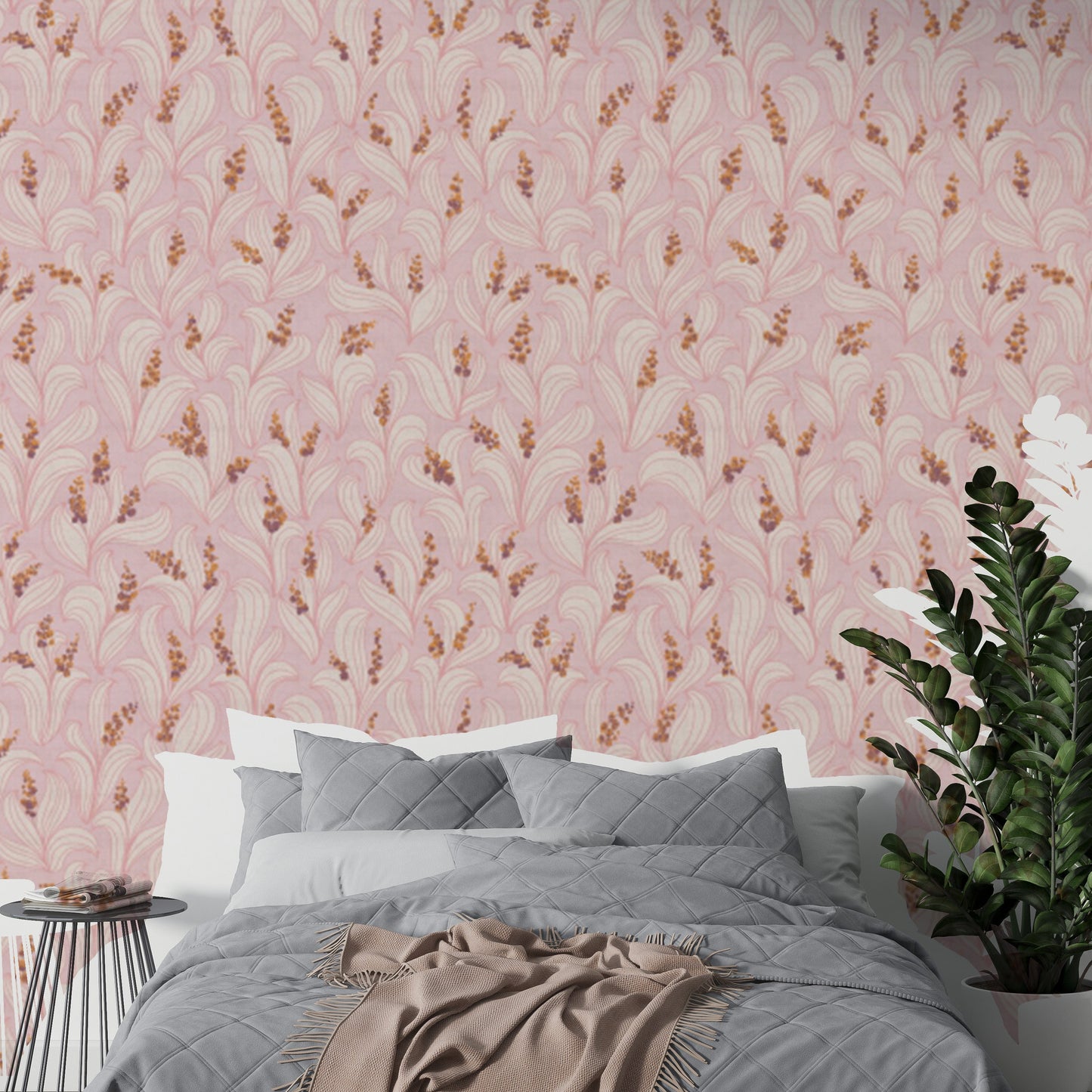 Easy-to-apply whimsical lily valley wallpaper decor