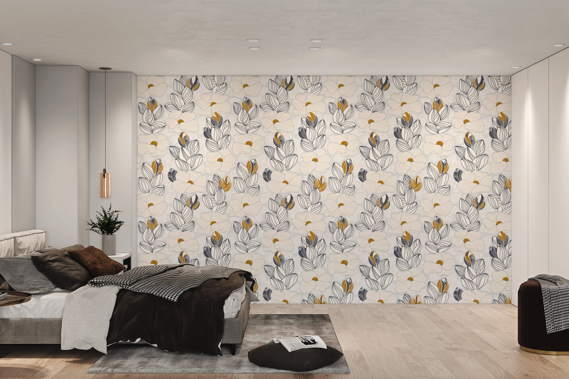 Trendy self-adhesive wallpaper with water lilies charm