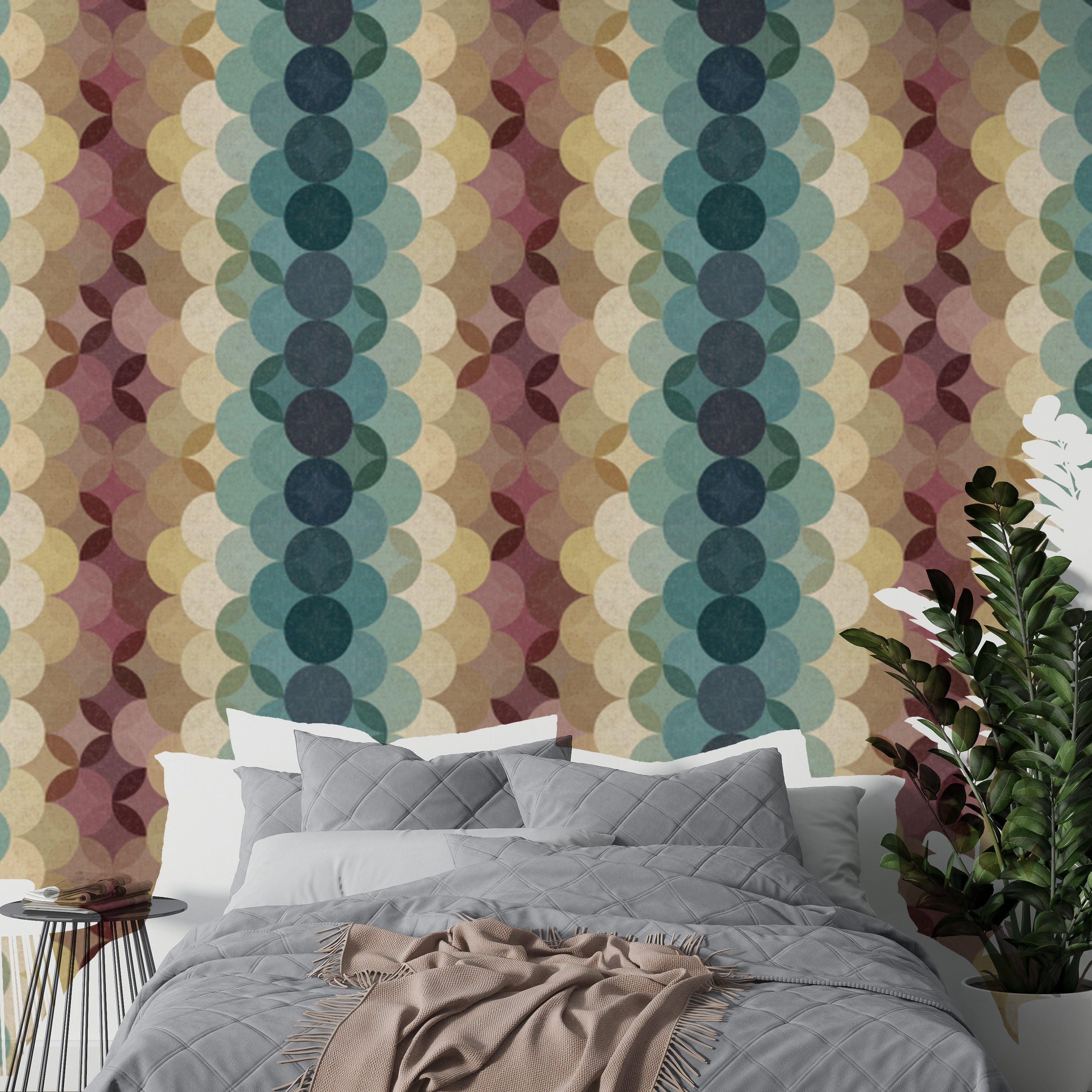 Self-adhesive Earthy Retro Dot Cascade wallpaper