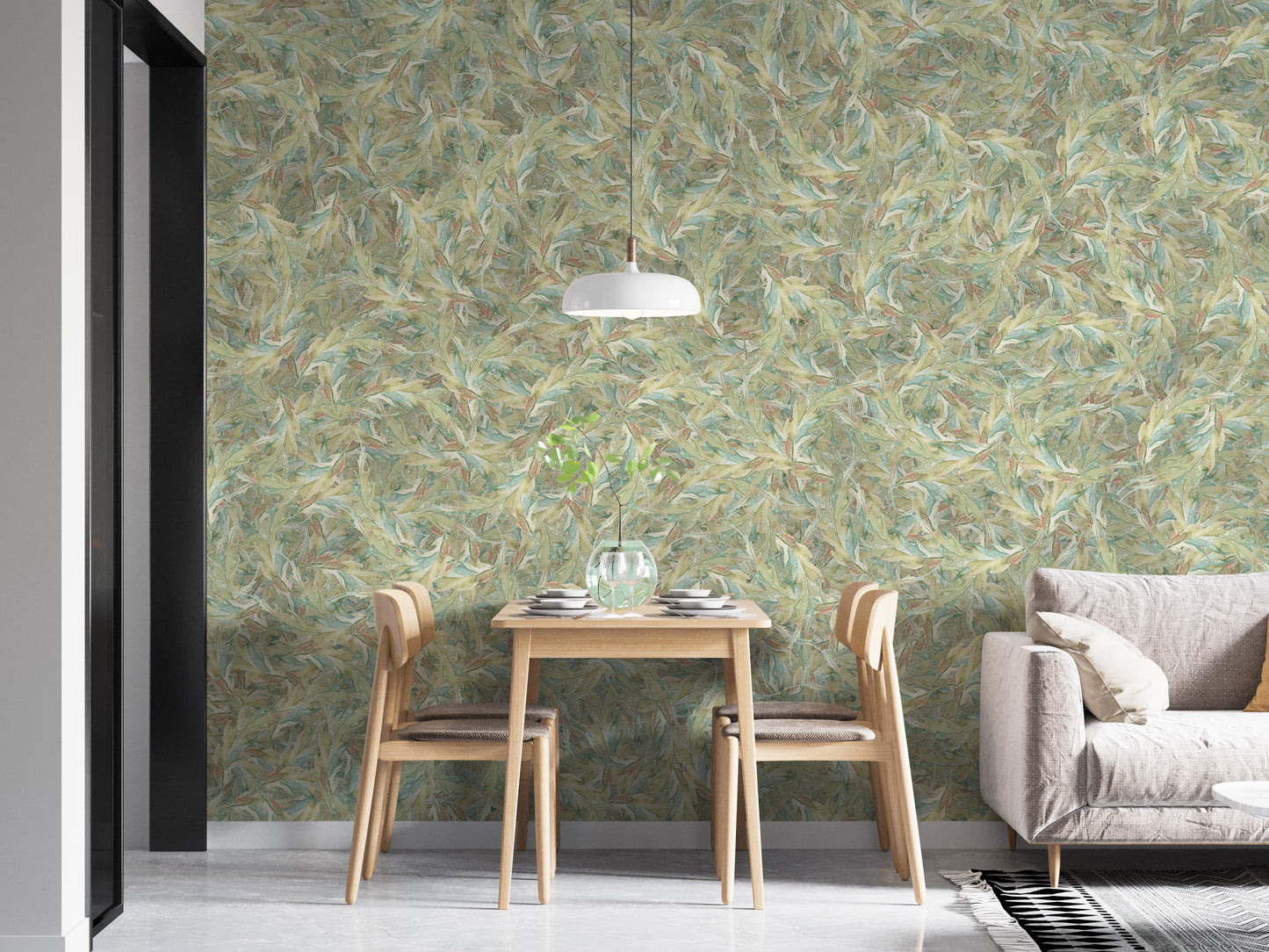 Watercolor Dancing Green Leaf Wallpaper Murals - Giffywalls