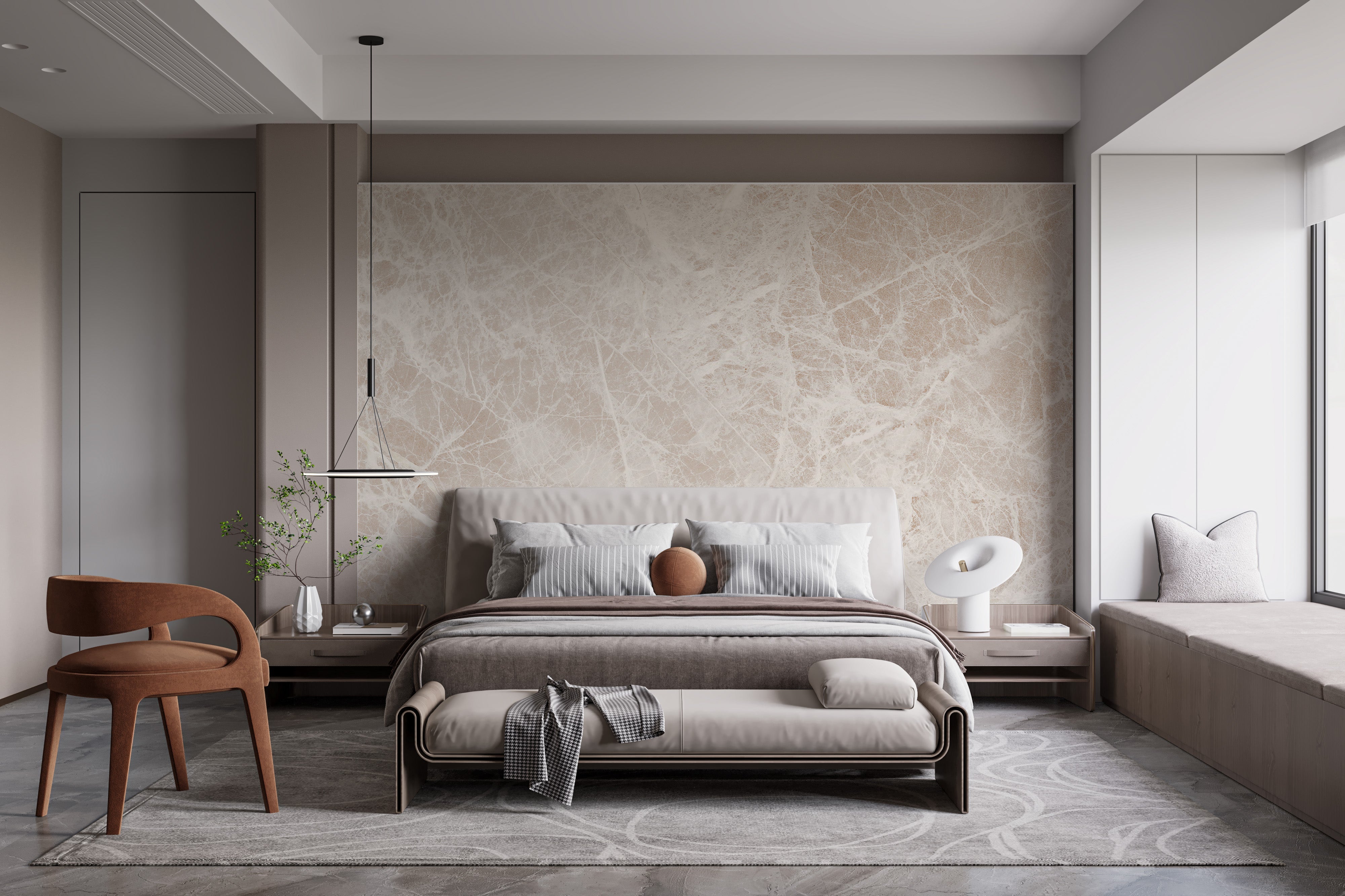 Neutral Carrara marble wallpaper mural style
