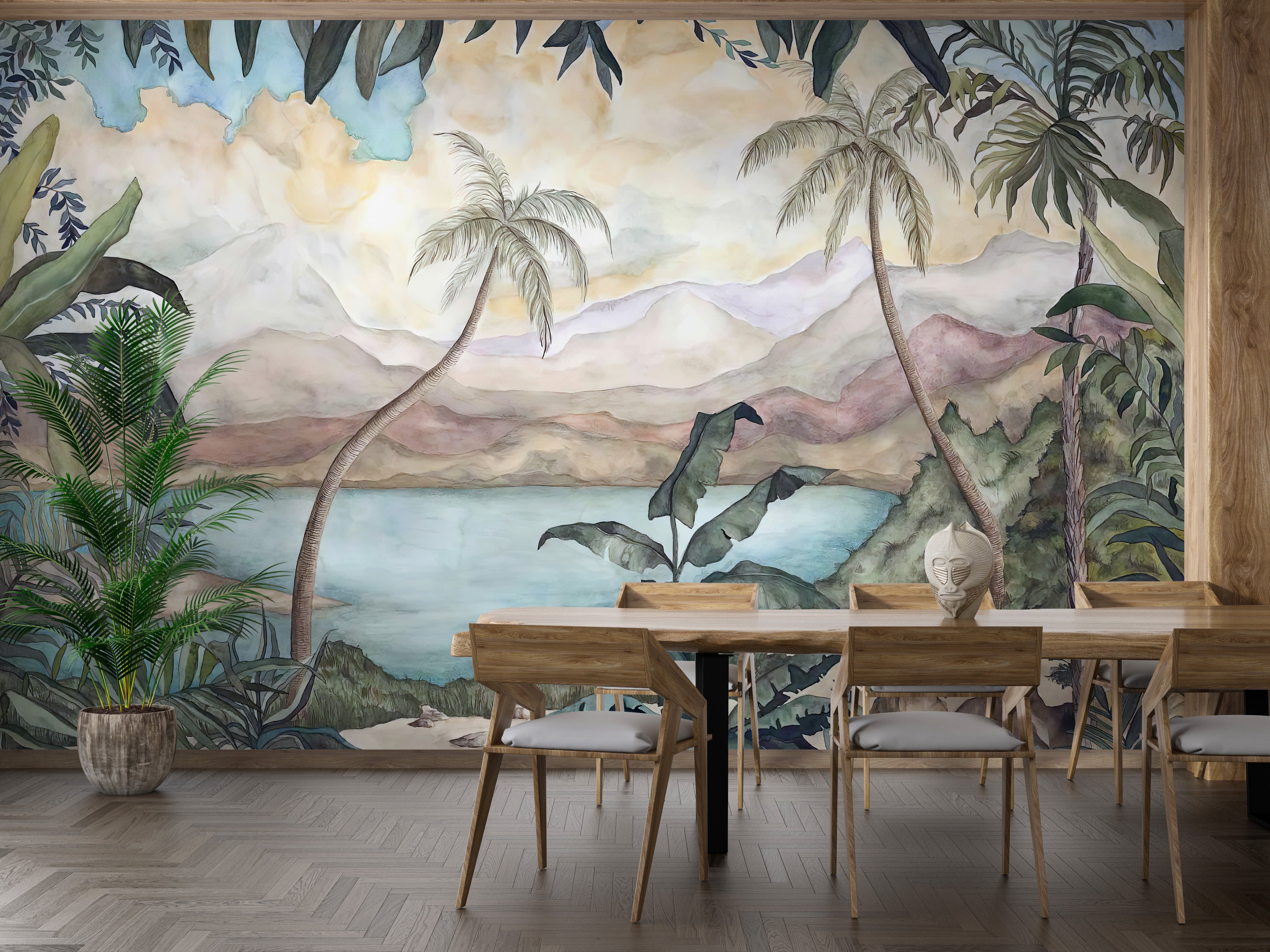 Green Pond Vegetation Tropical Wallpaper Mural - Giffywalls