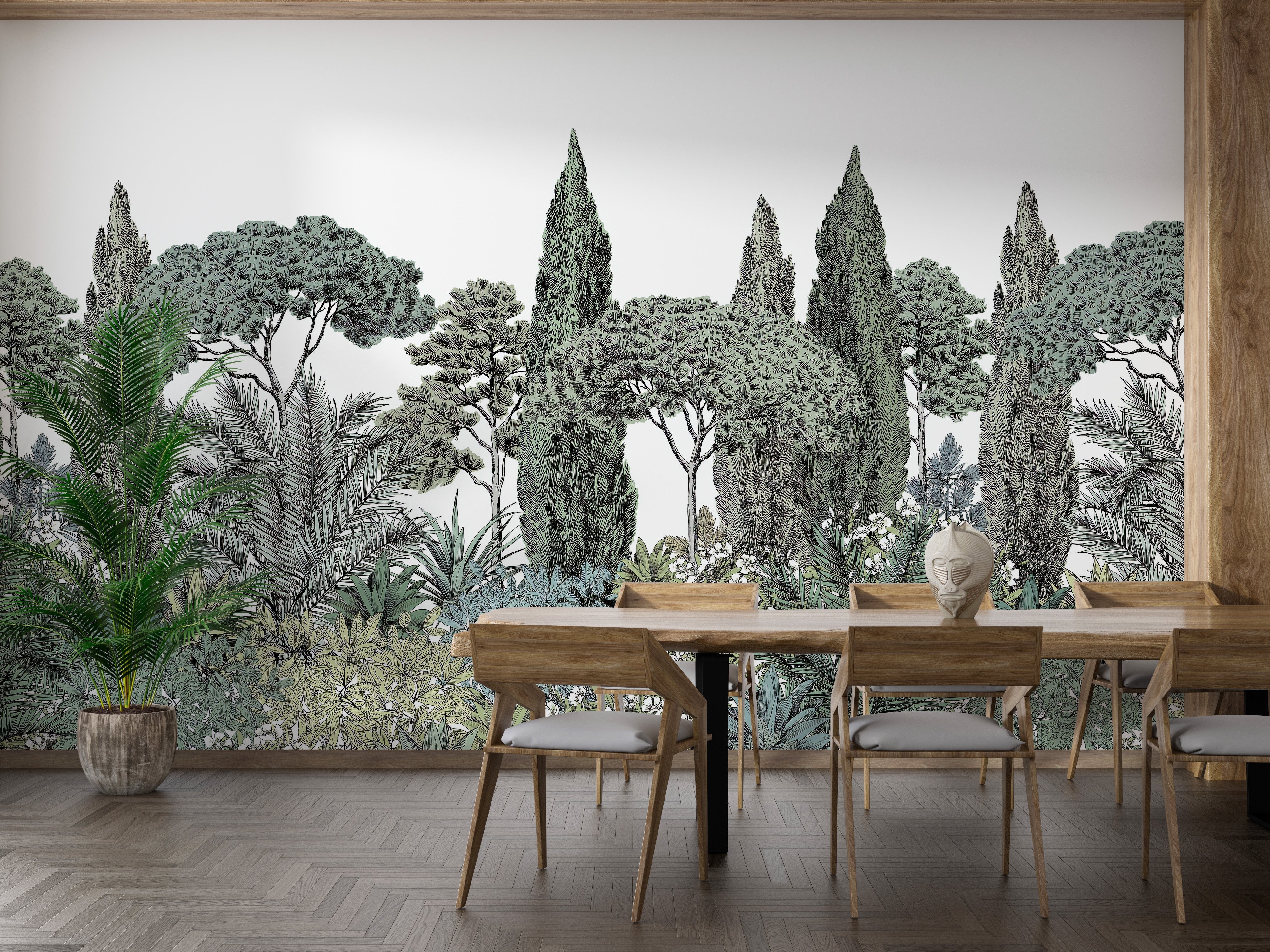 Vibrant forest greenery wallpaper mural with natural charm.
