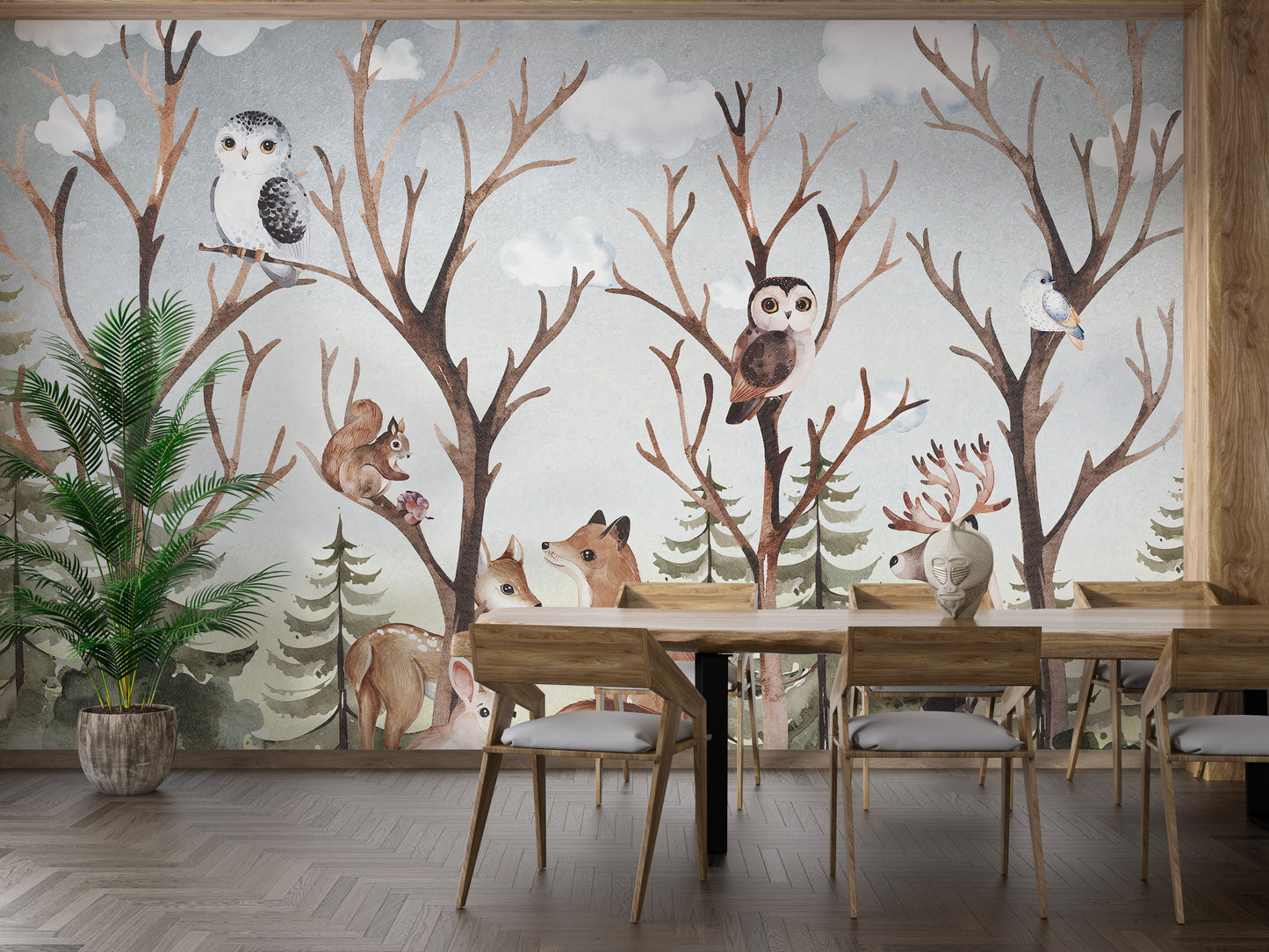 Forest Fall Kids Room Wallpaper Mural - Giffywalls