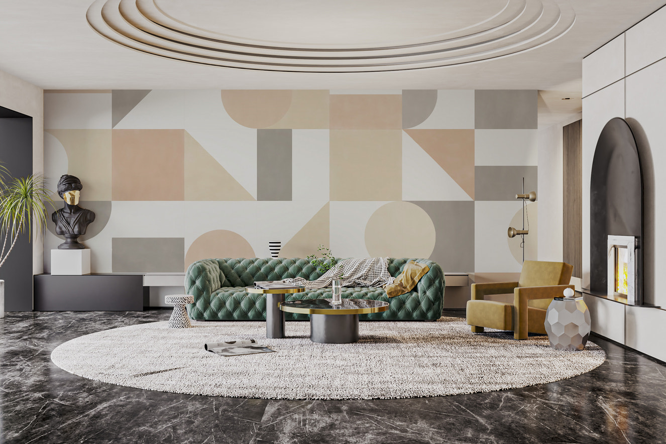 Muted abstract geometric wallpaper design
