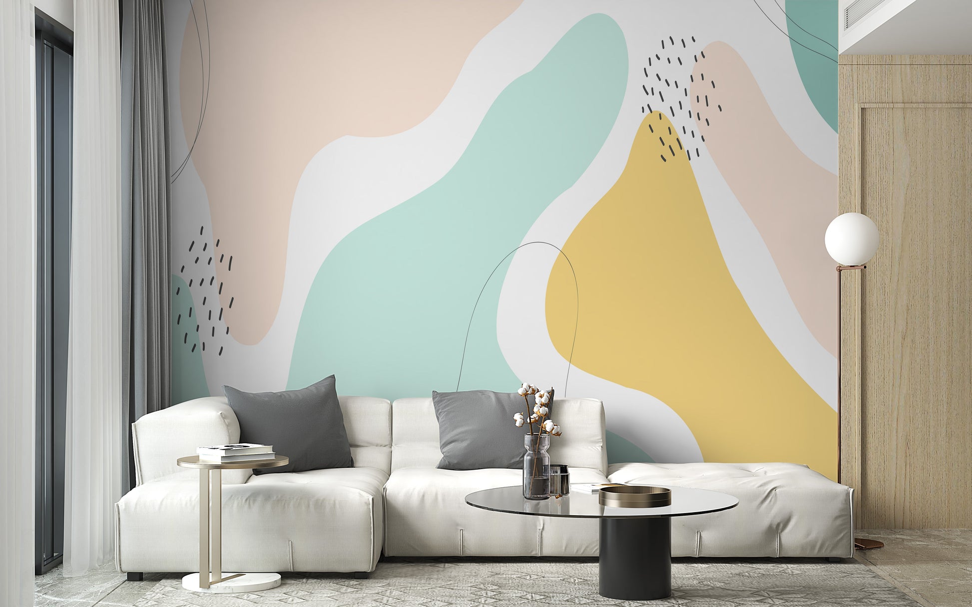 Beautiful Pastel Color Shapes Wallpaper Mural - Giffywalls