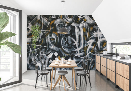 Abstract graffiti wallpaper with bold brush strokes design