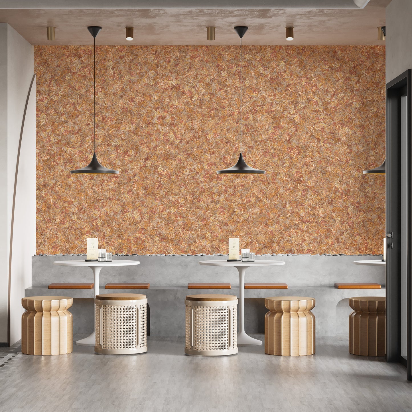 Autumnal leaf pattern wall mural wallpaper
