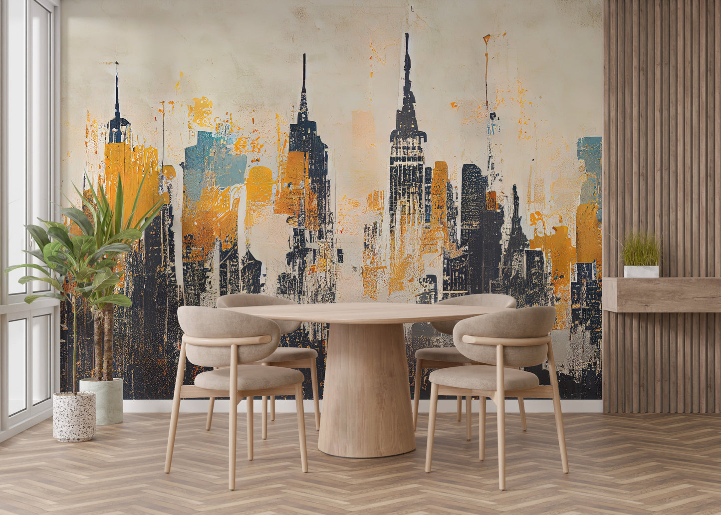 Urban Skyline Abstract Wall Mural - Giffywalls