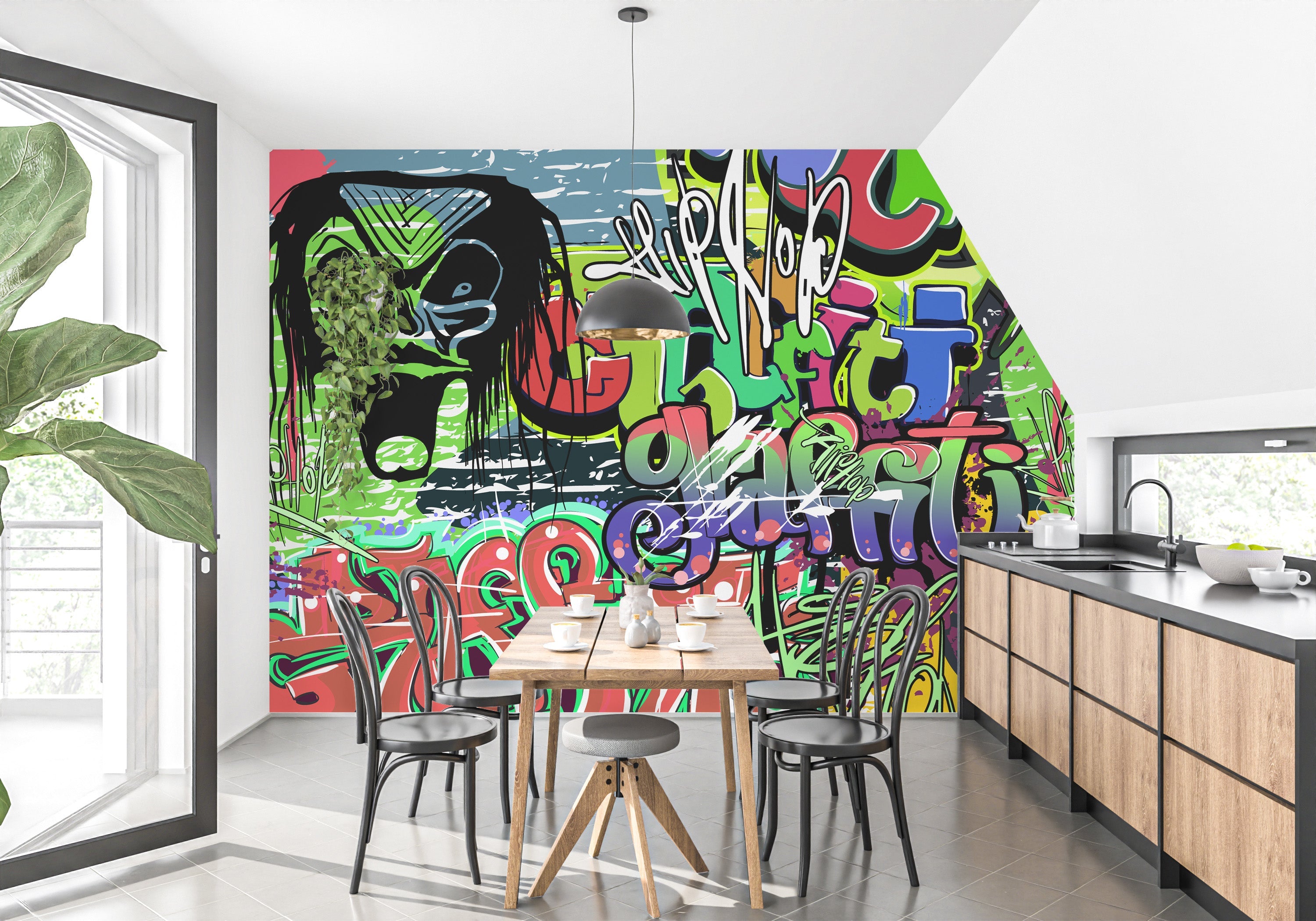 Vibrant Graffiti Wall Mural - Giffywalls