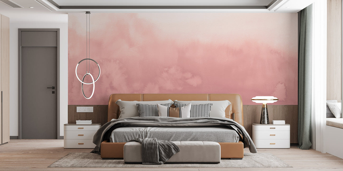 Pink Watercolour Ombre Wallpaper Mural - Giffywalls