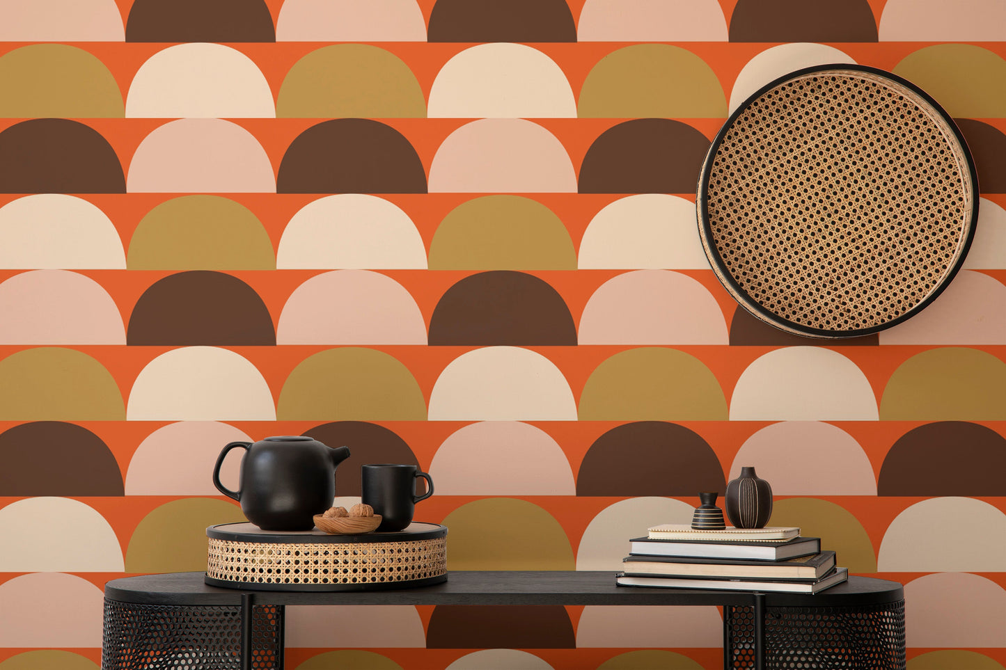 Stylish Mindfulness Semi Circle Pattern Wallpaper design
