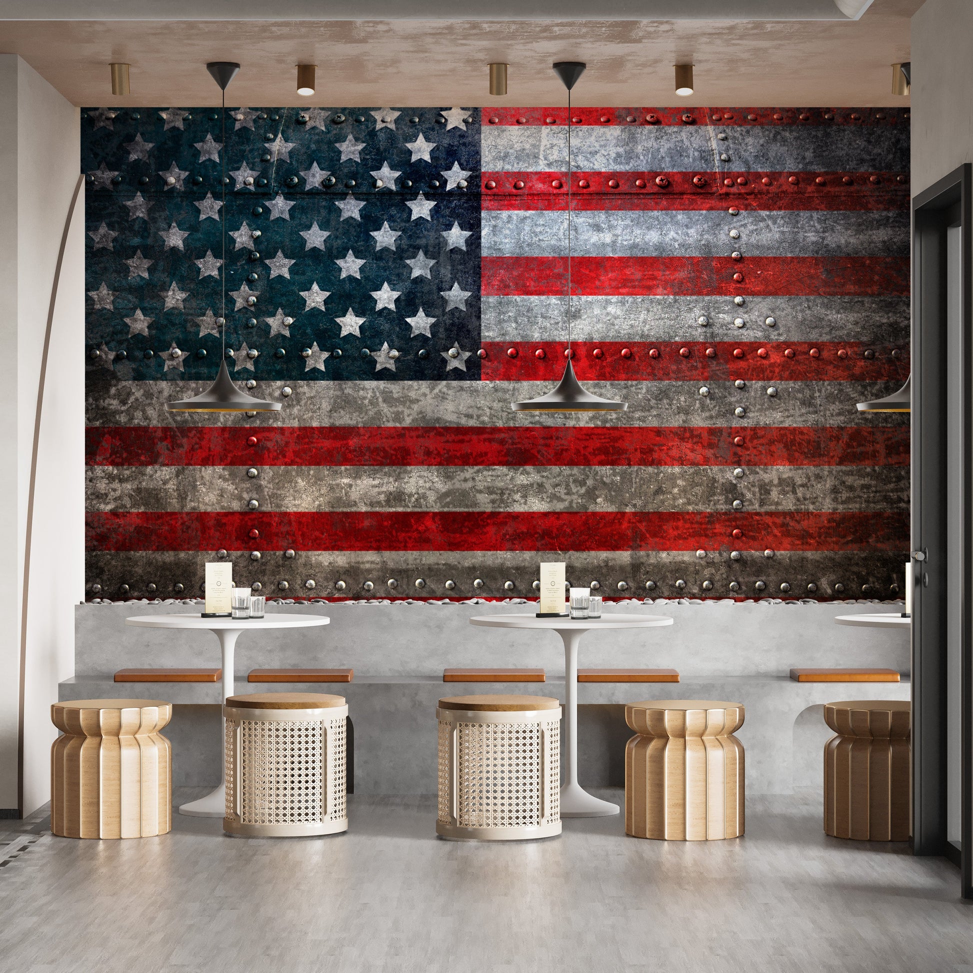 Rustic Steel American Flag Wallpaper - Giffywalls