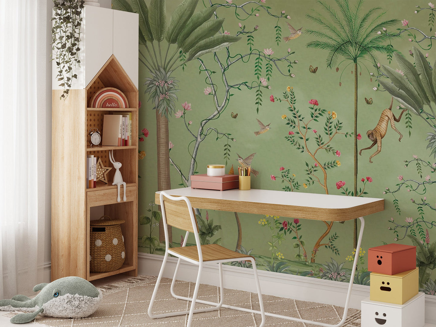 Vibrant Tropical Garden Chinoiserie Wallpaper
