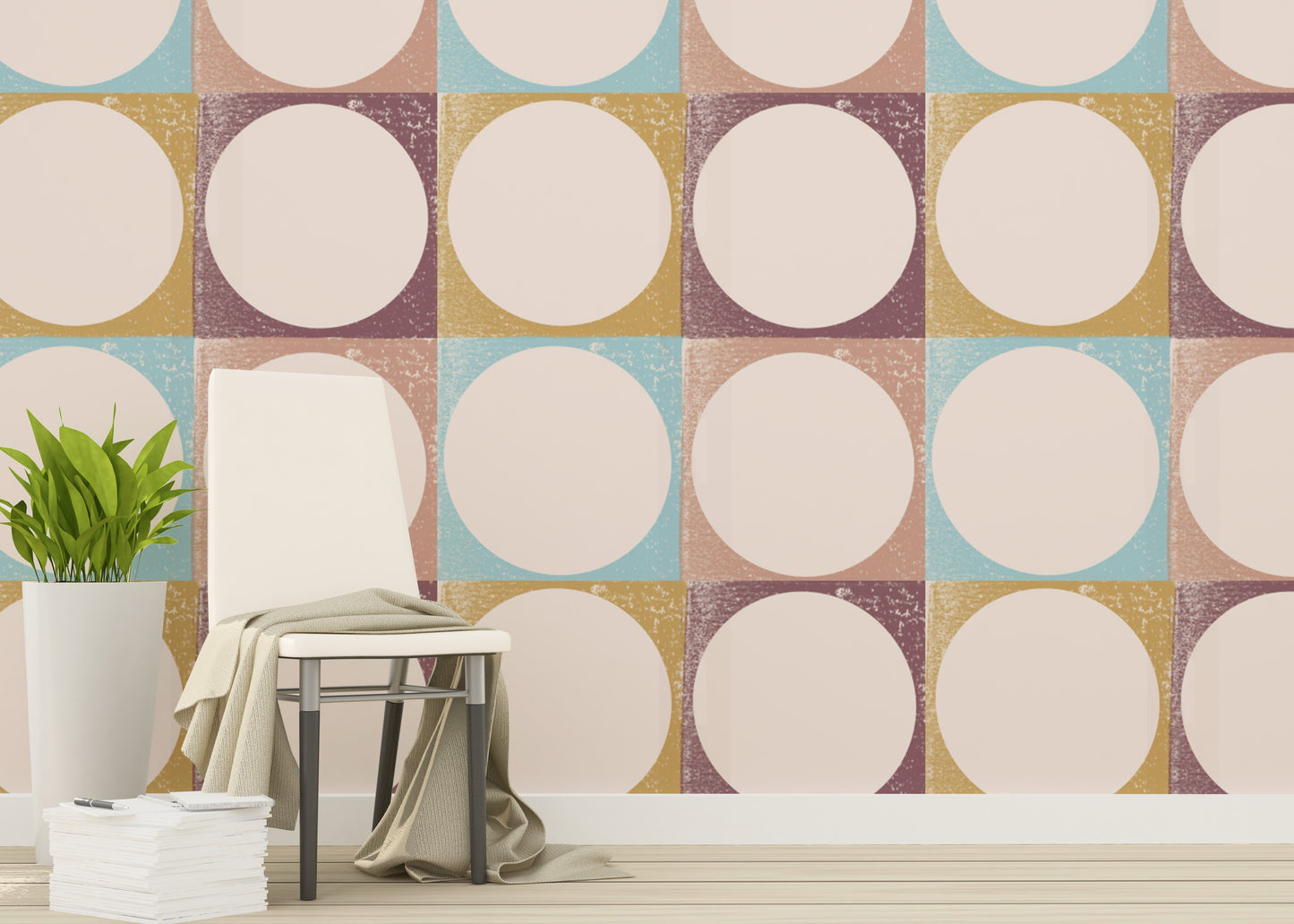 Modern Pink Blush Circles Pattern Wallpaper for rooms
