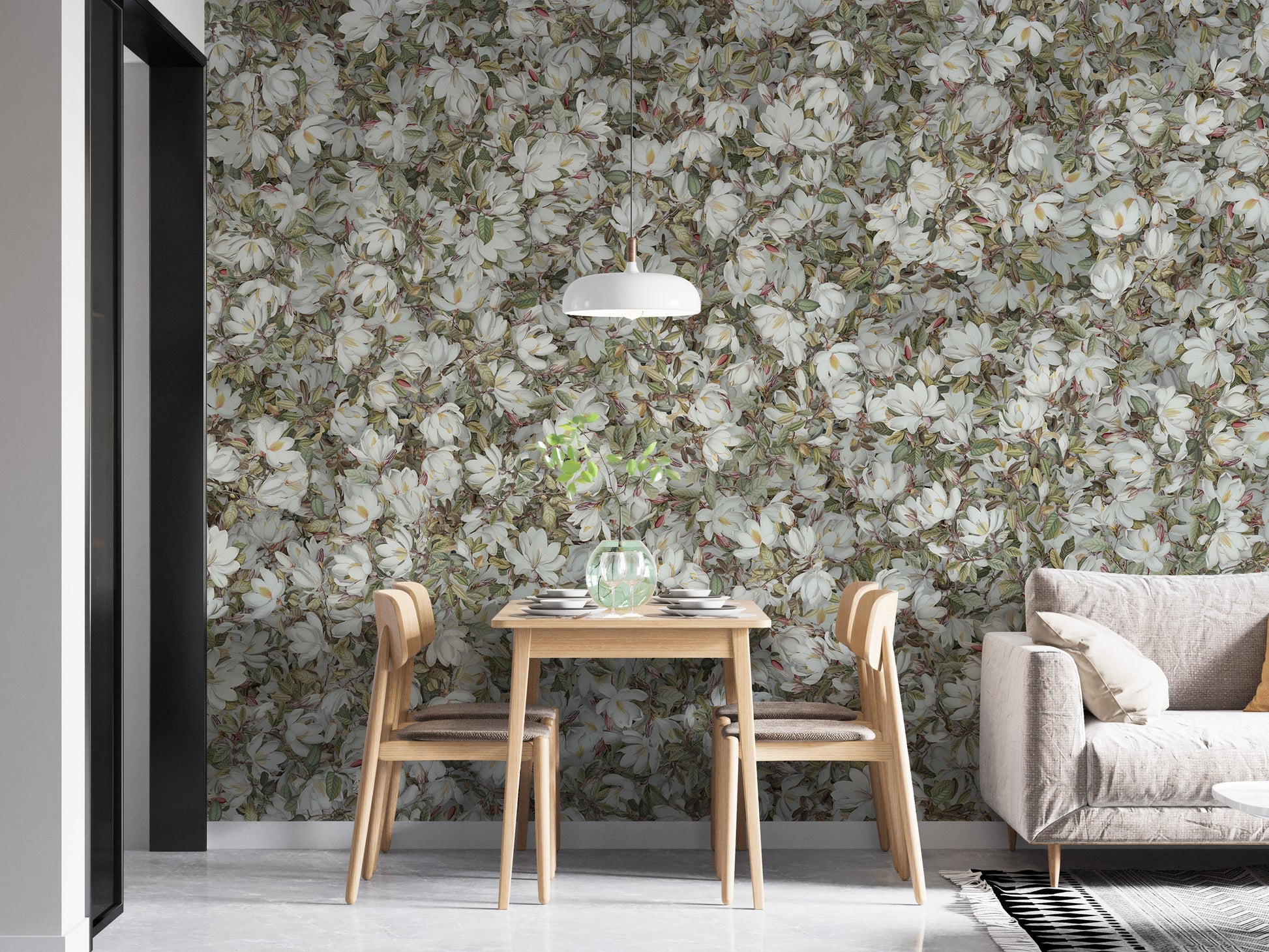 White Magnolia Floral Wallpaper Murals - Giffywalls