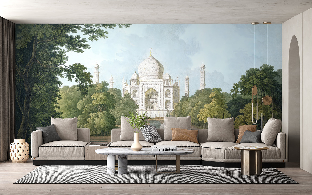 Vintage Taj Mahal wallpaper mural
