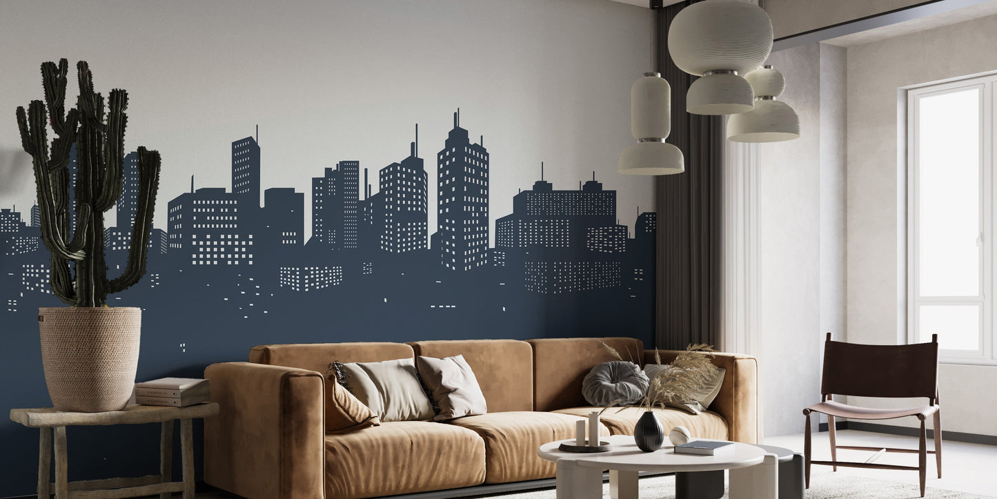 Cityscape Silhouette Wall Mural - Giffywalls