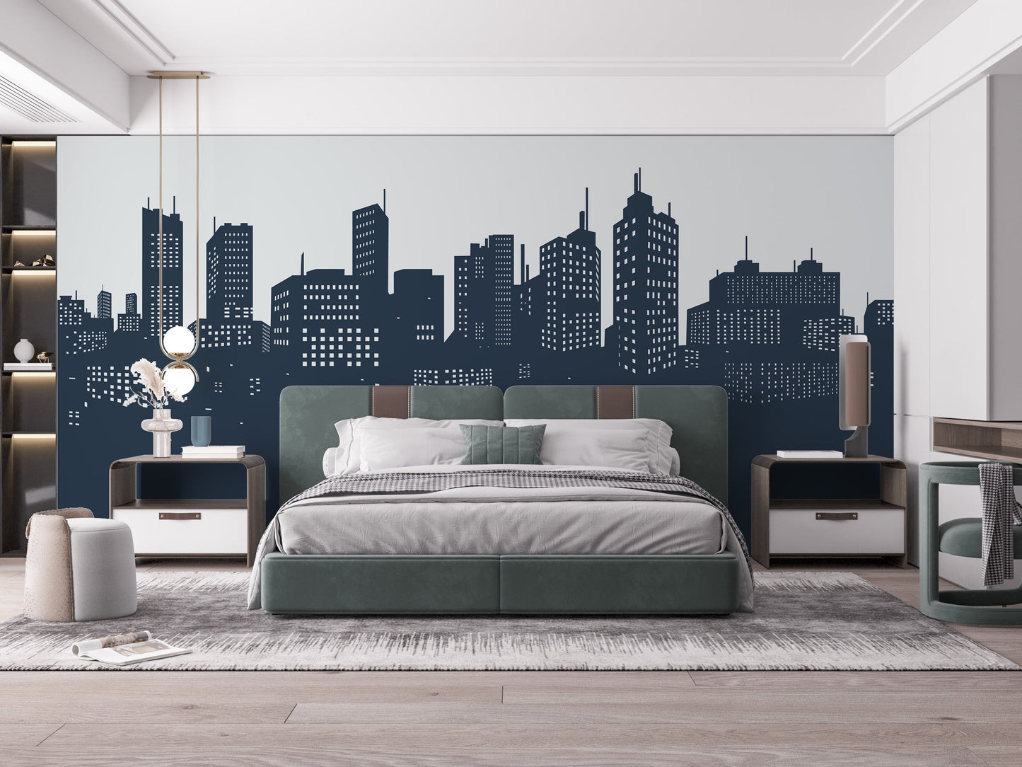 Cityscape Silhouette Wall Mural - Giffywalls