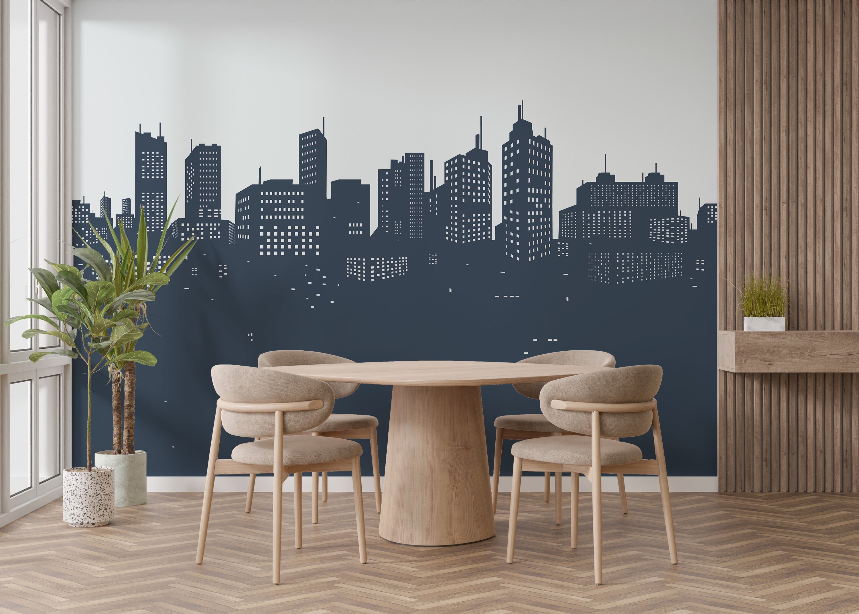 Cityscape Silhouette Wall Mural - Giffywalls