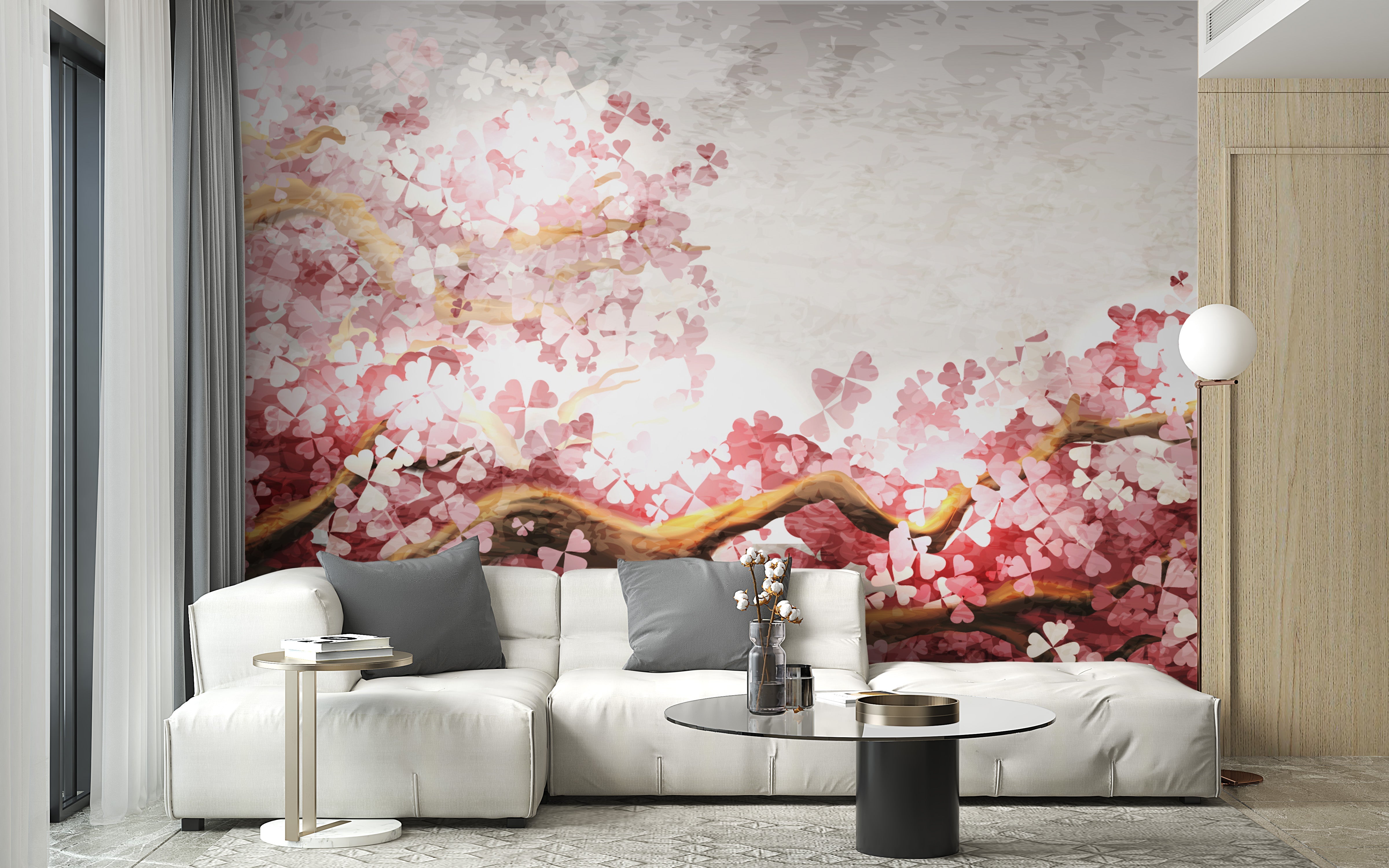 Pink Flower Sakura Branch Wallpaper Murals - Giffywalls