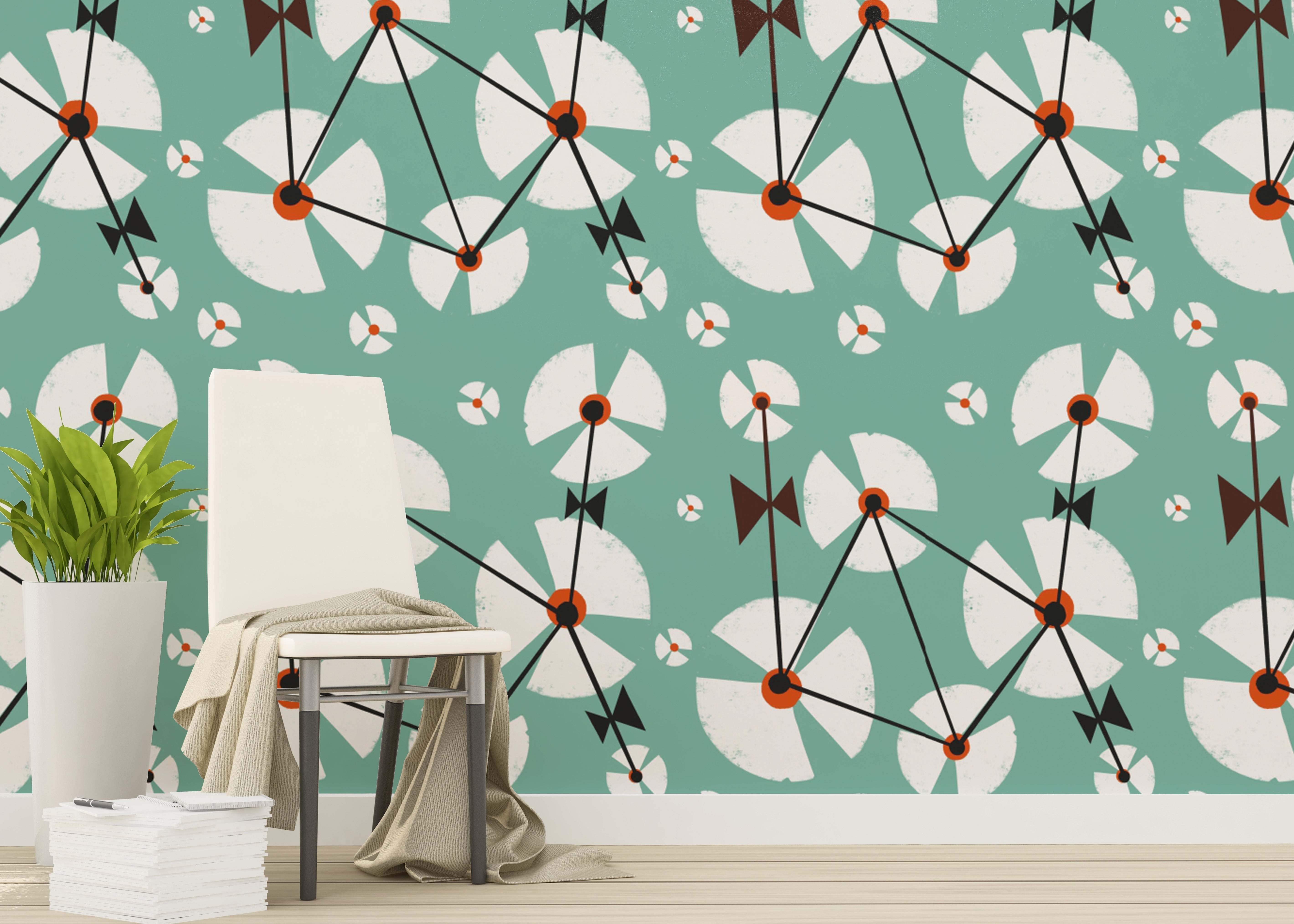 Beautiful Wild Dandelion Blue Repeat Pattern Wallpaper