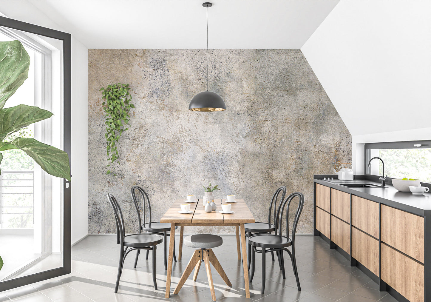 Rustic Gray Cement Texture Wall Mural - Giffywalls