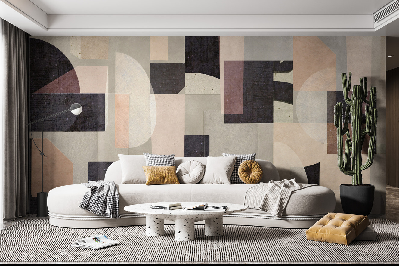 Neutral geometric abstract art wallpaper
