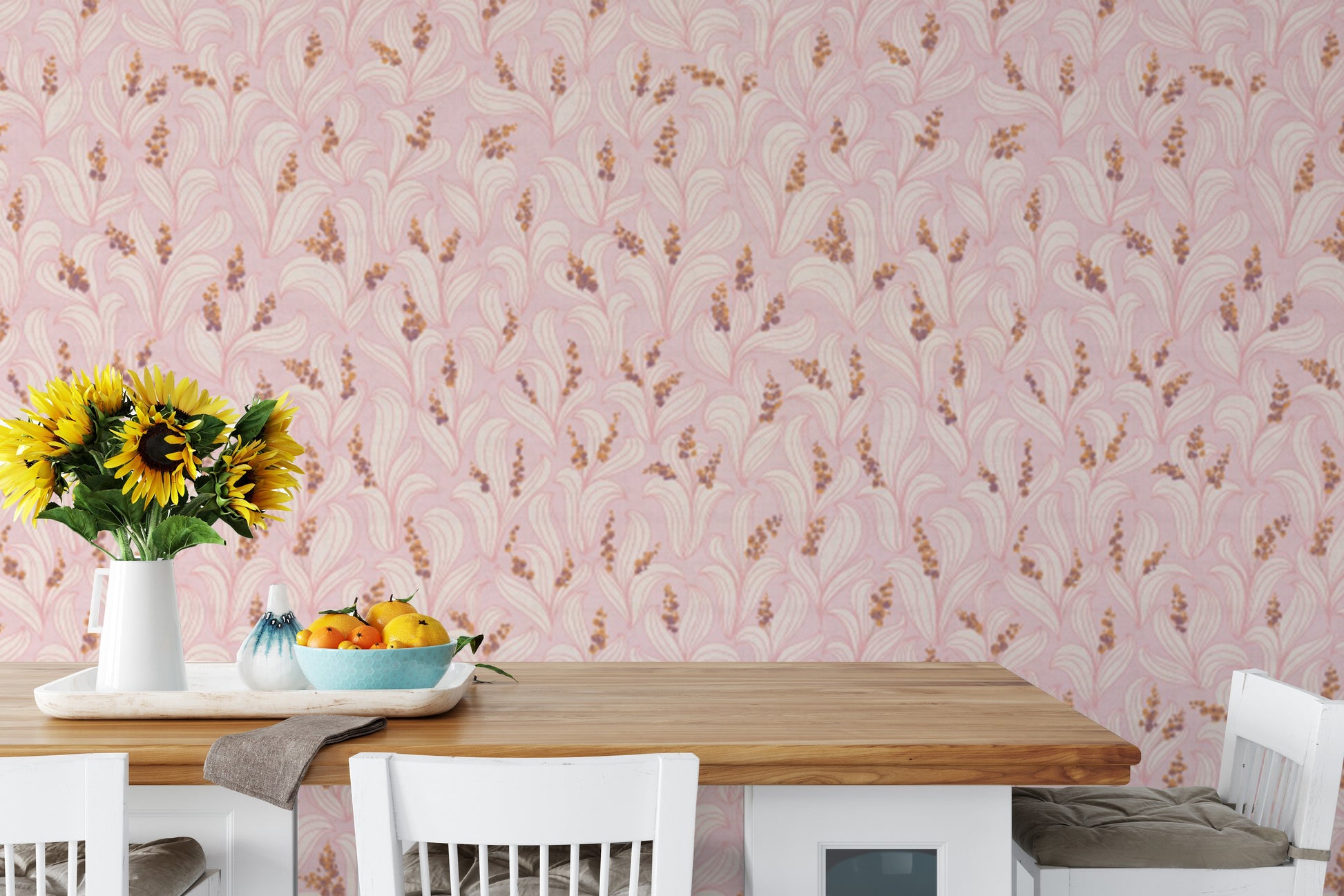 Chic wallpaper with lily valley dance patterns