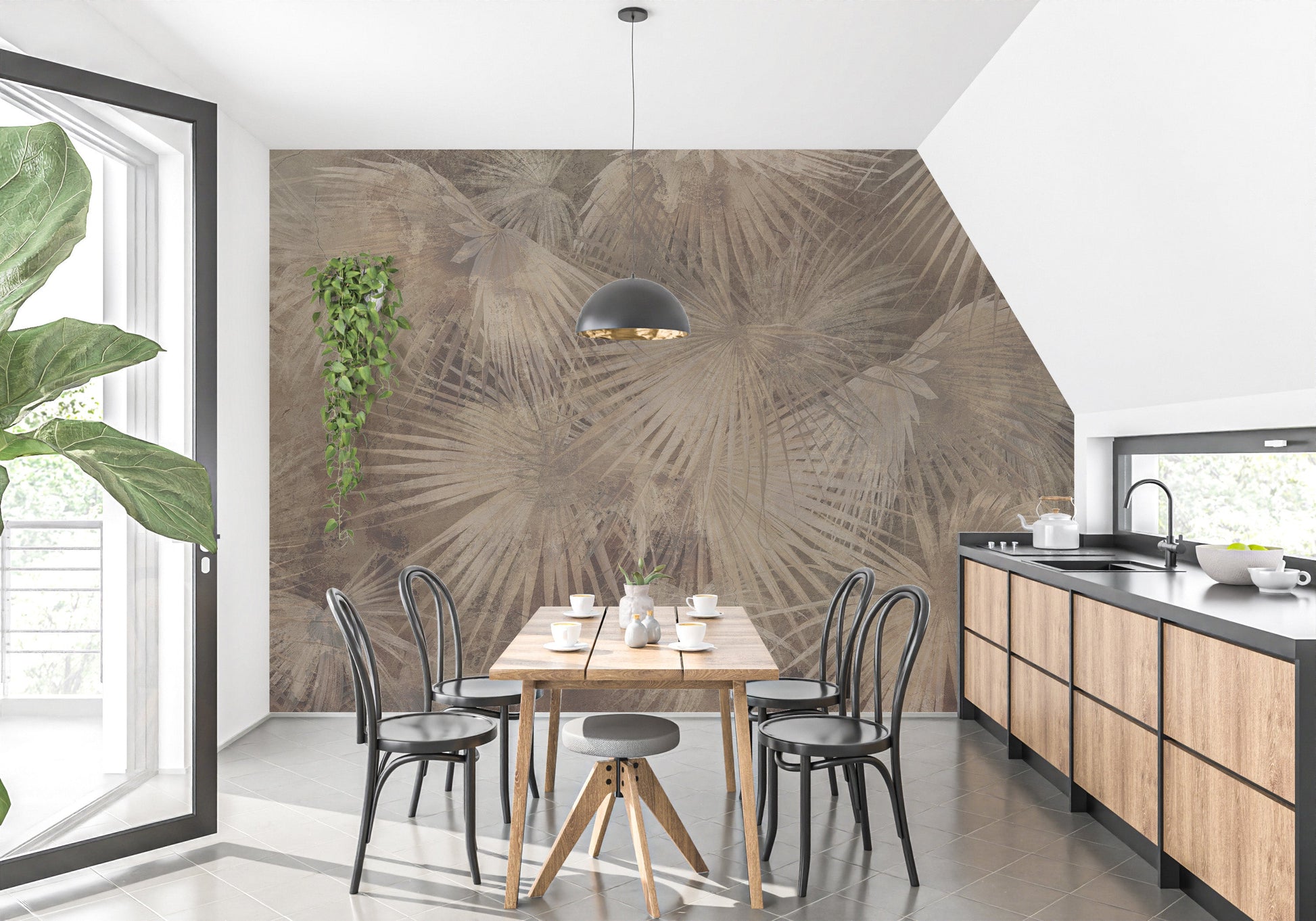 Tropical Palm Leaves Wallpaper Mural - Giffywalls