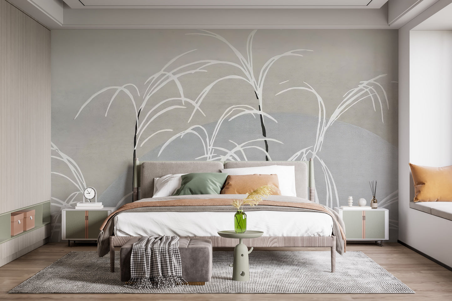 Moon and Grass Wall Mural - Giffywalls