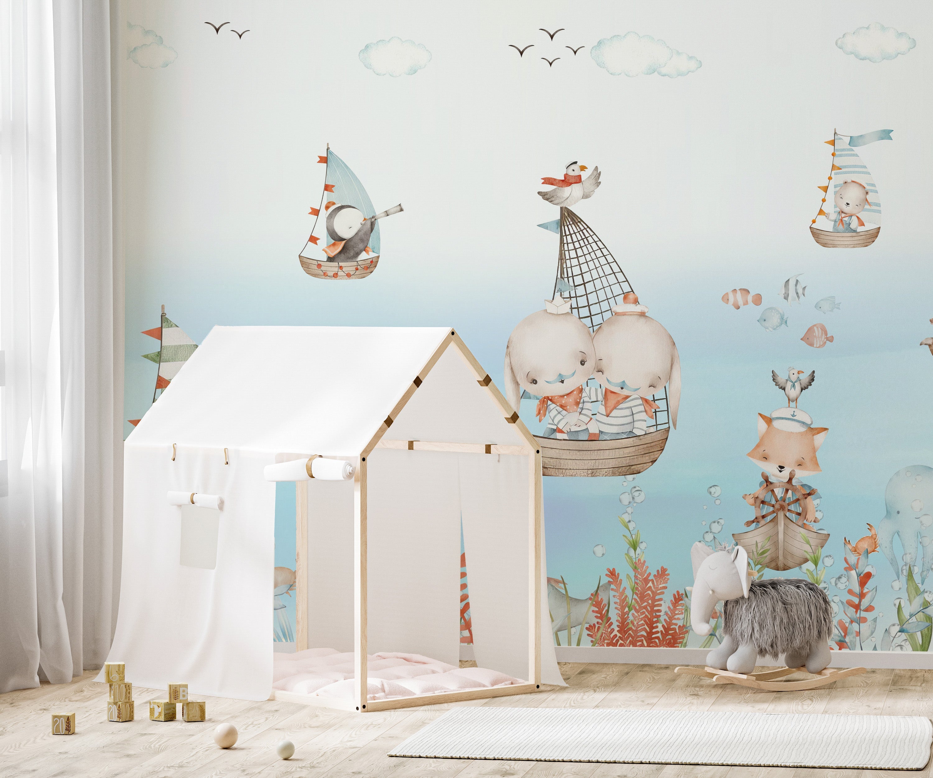 Nautical Nursery Voyage Wallpaper with ocean charm