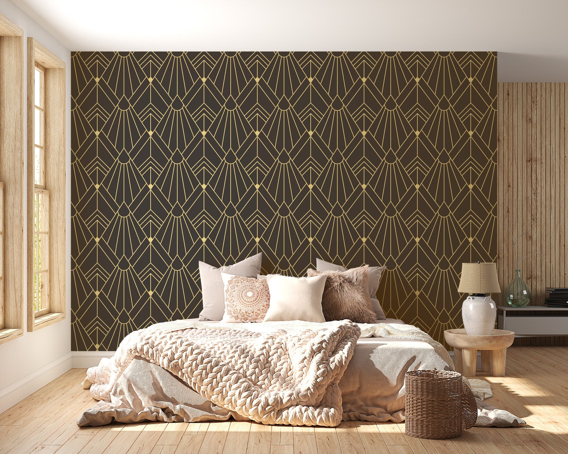 Sophisticated art deco wallpaper mural