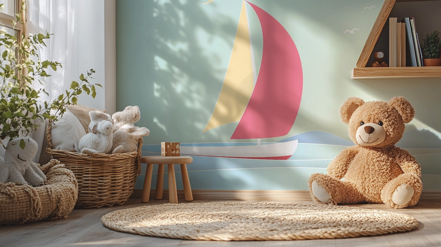 Summer Boat Sailing Wallpaper Mural - Giffywalls