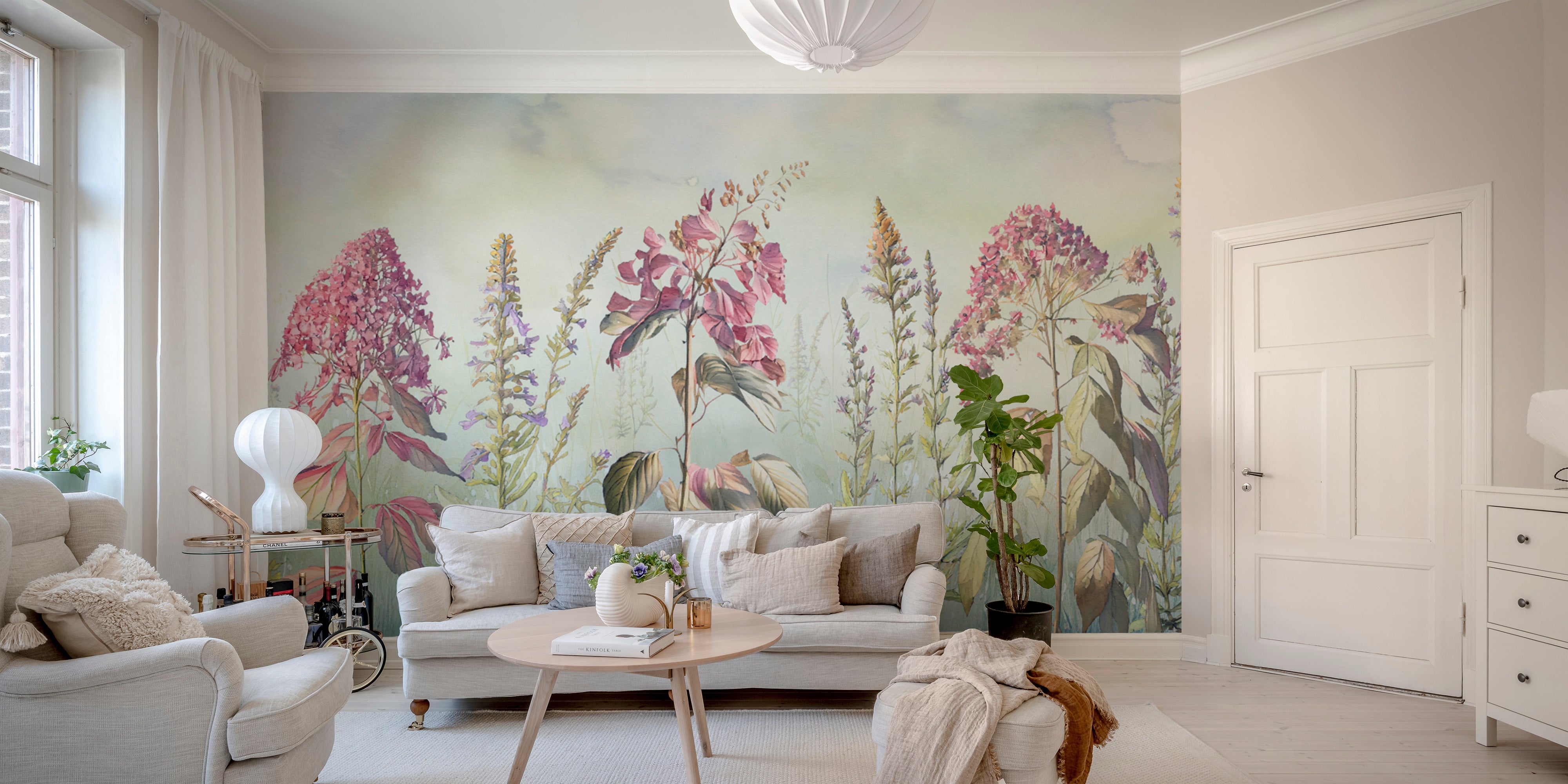 Wild Flowers Meadows Blue Wallpaper Murals - Giffywalls