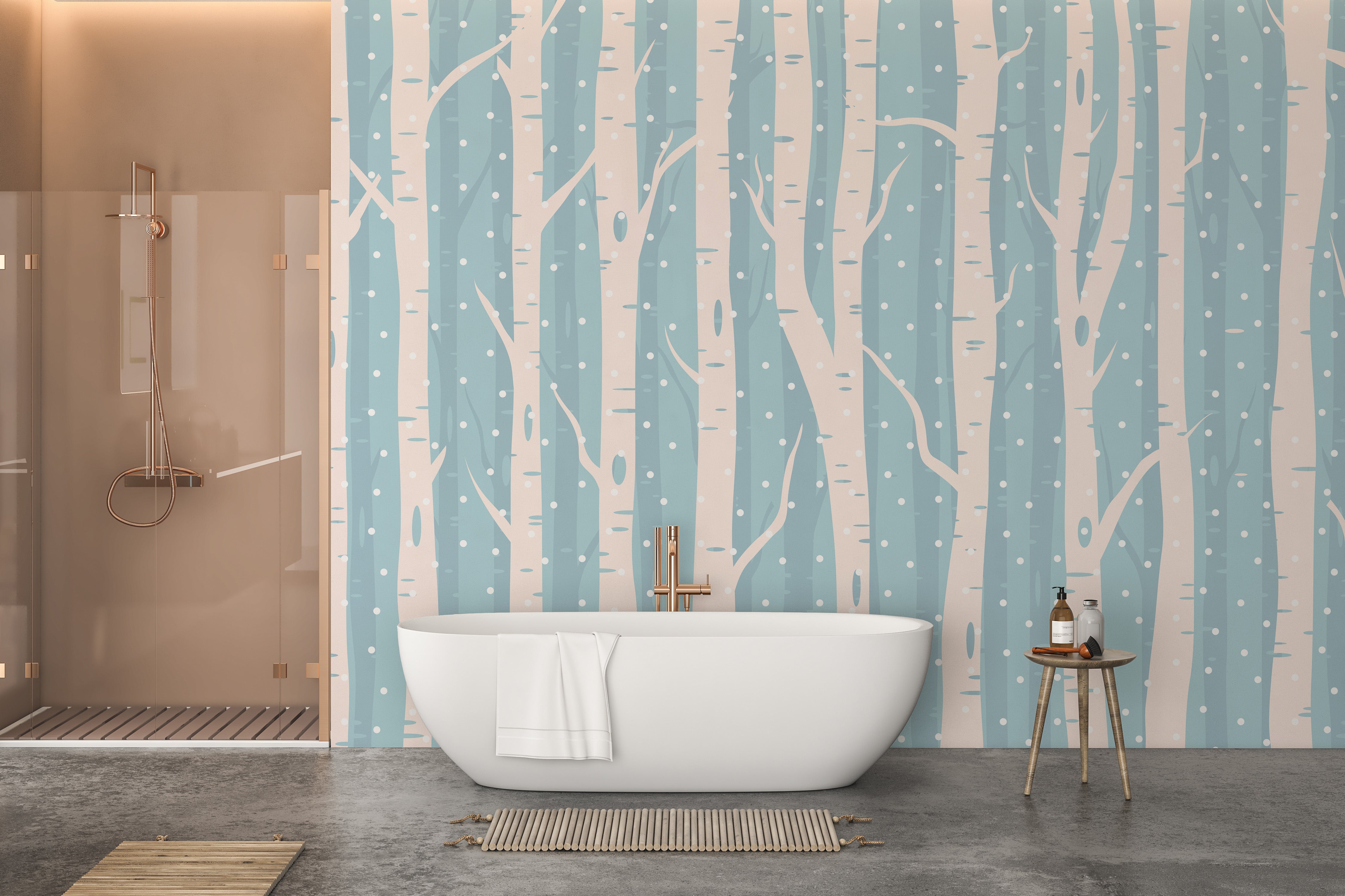 Blue Winter Forest Wallpaper Wall Mural - Giffywalls