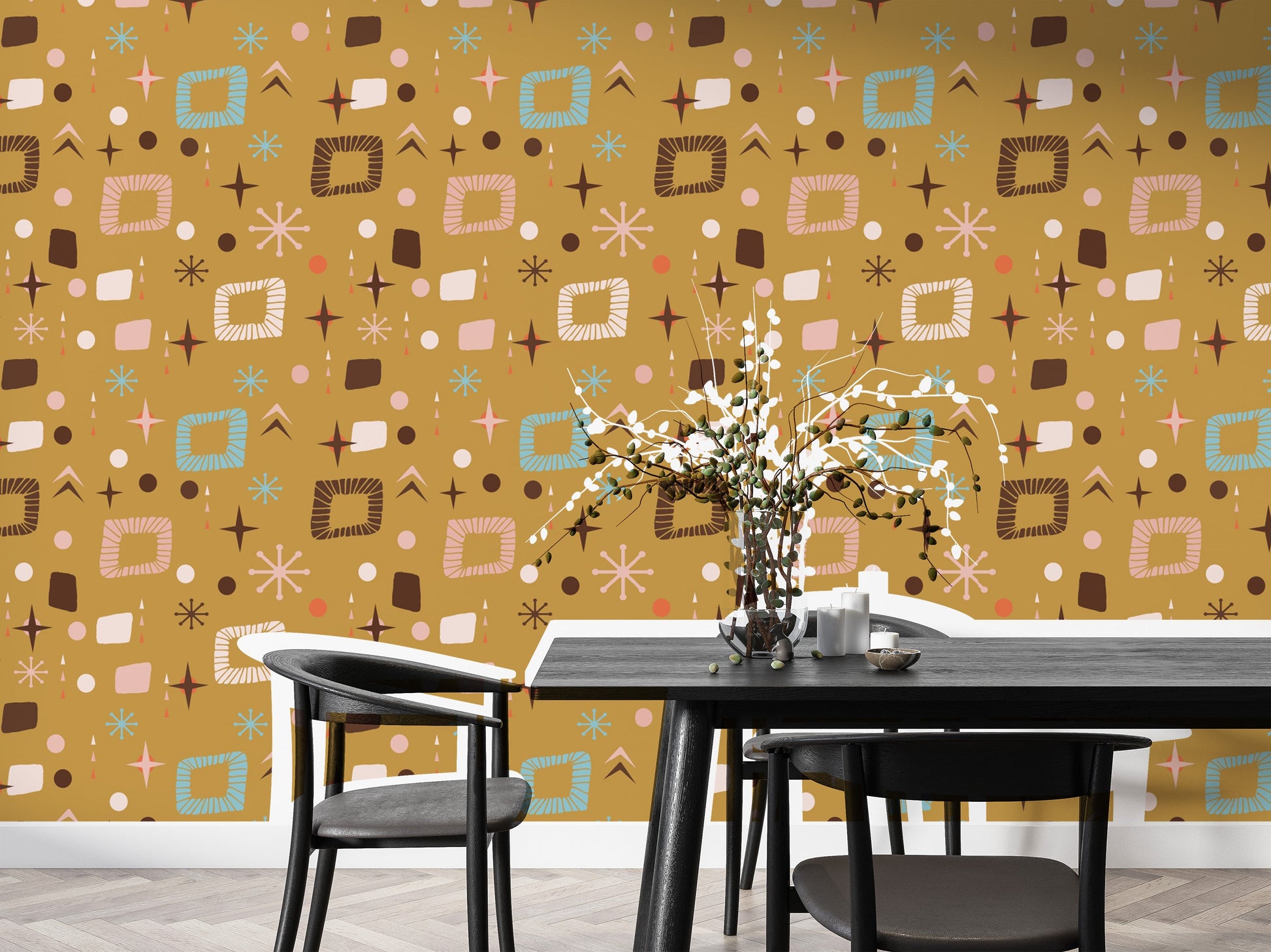 Apricity wallpaper with retro abstract details
