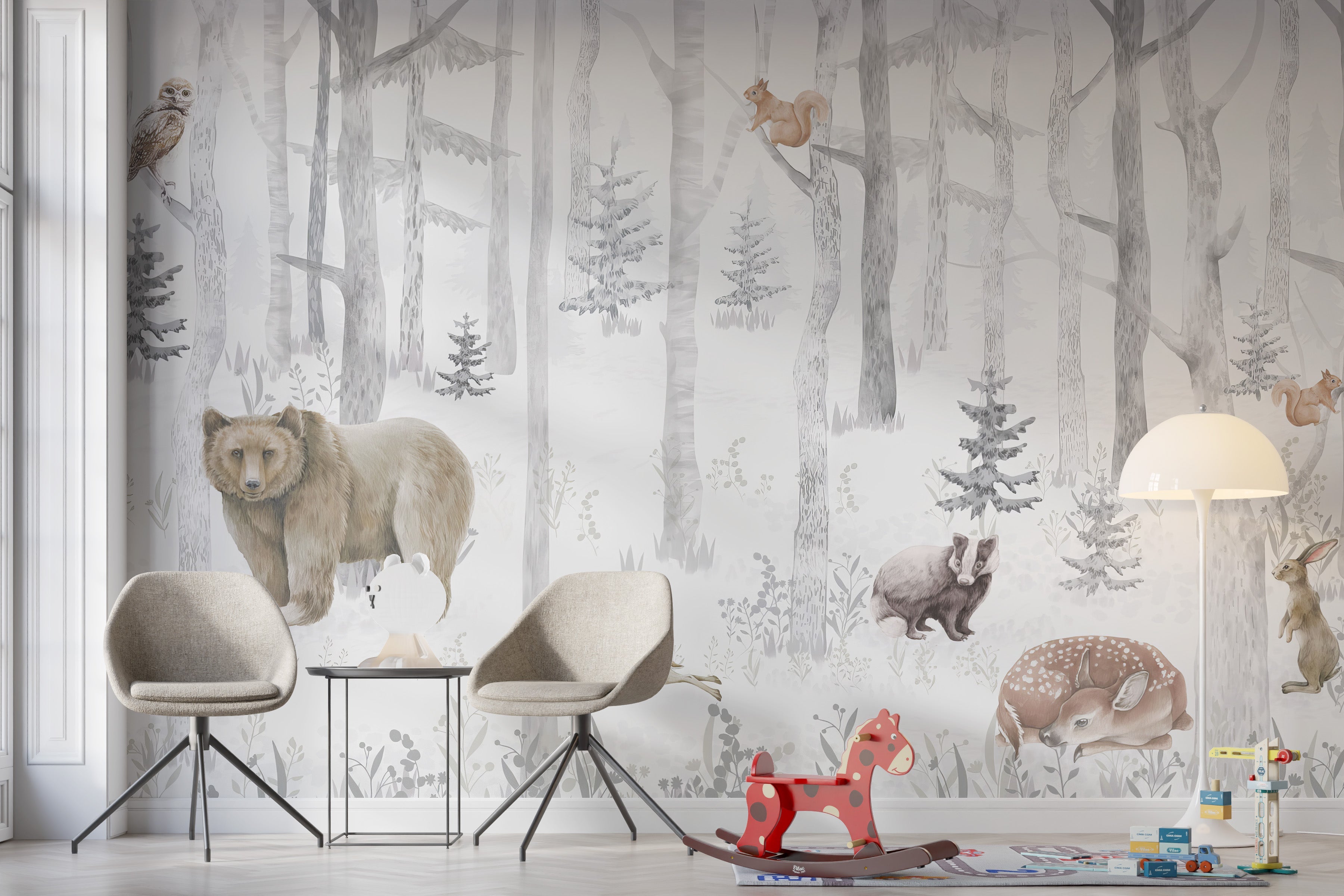 Enchanted Forest Fauna Mural - Giffywalls