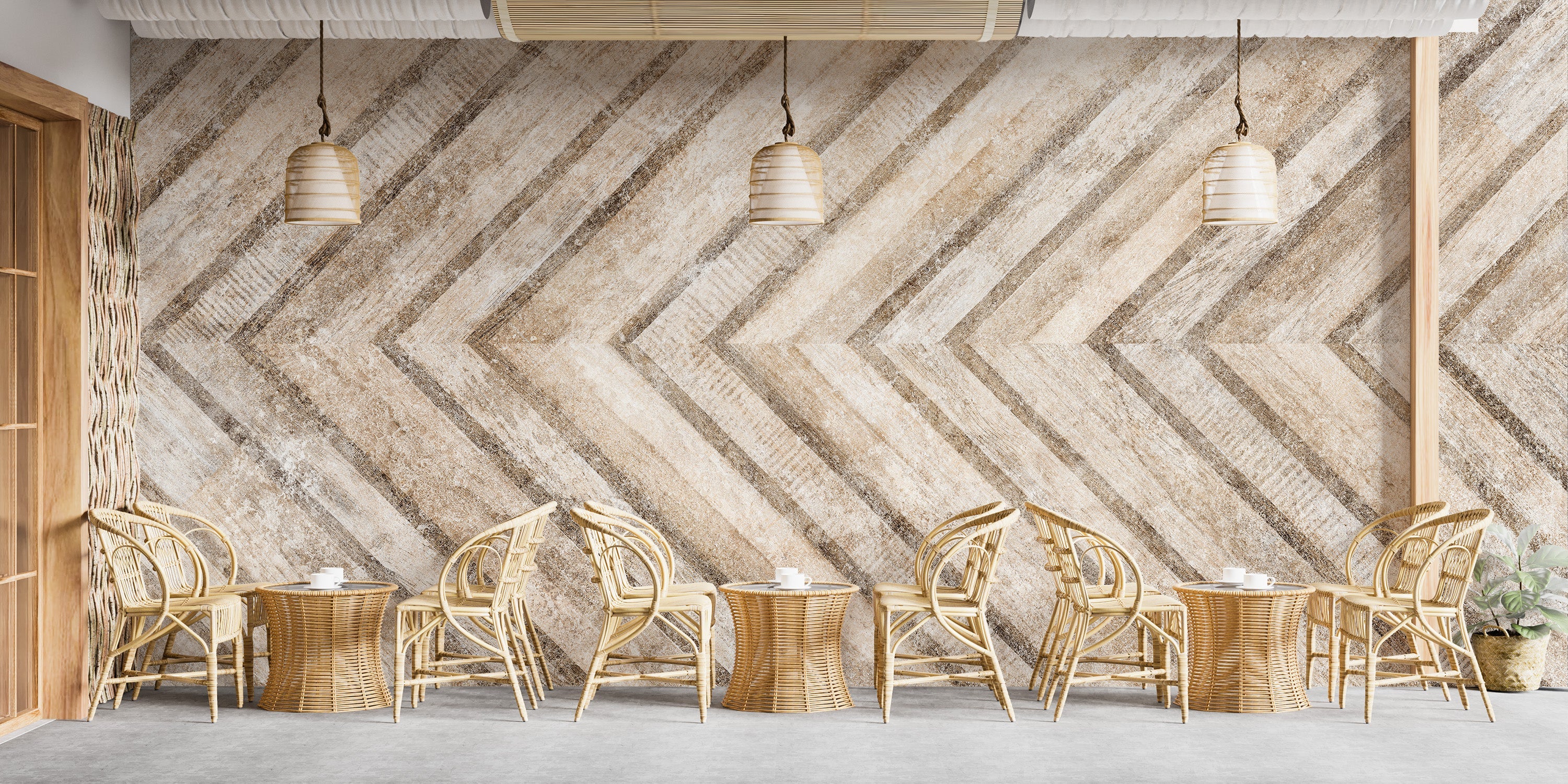 Geometric Cement Stone Mosaic Wall Mural - Giffywalls