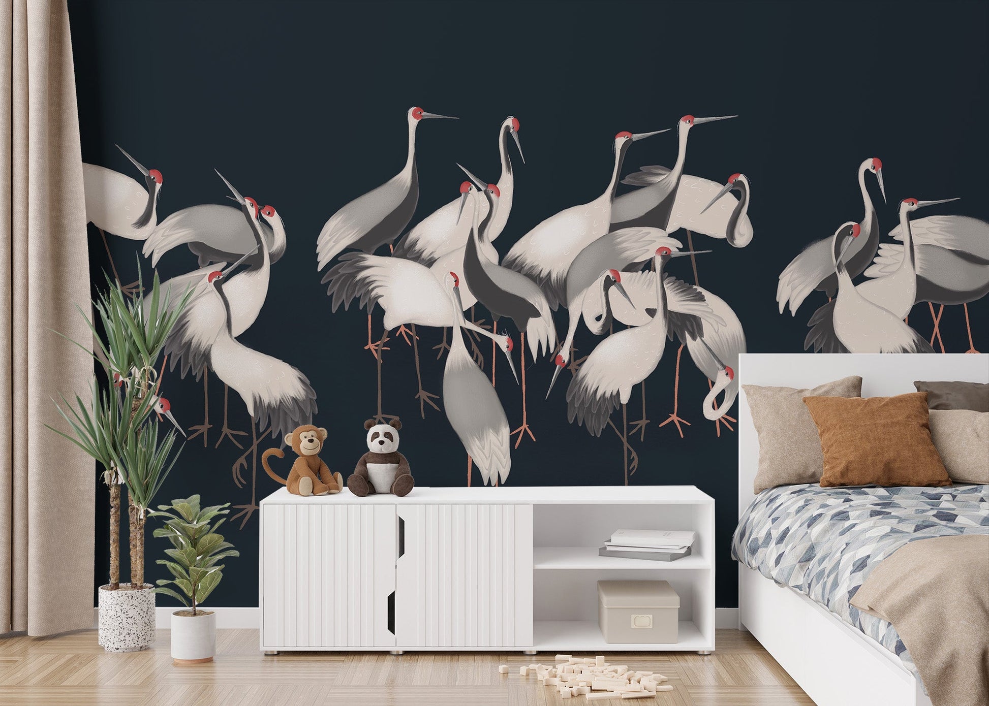 White Cranes Wall Mural - Giffywalls