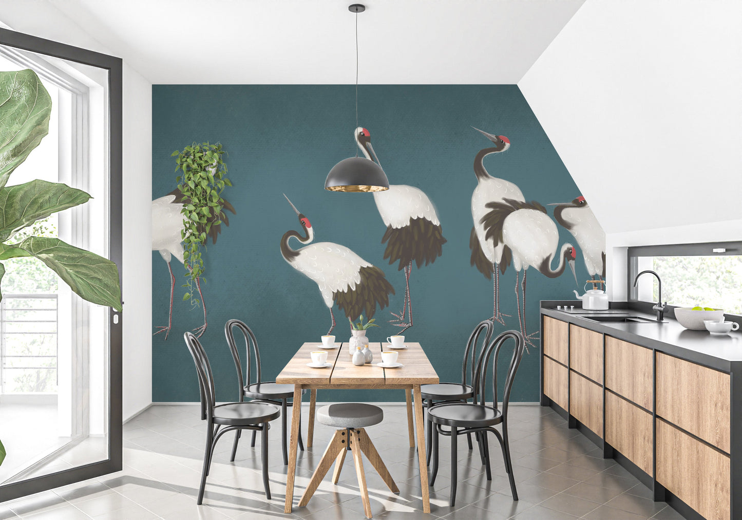 Elegant Crane Wall Mural - Giffywalls