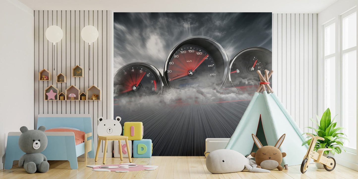 High Speed Car Dashboard Wall Mural - Giffywalls